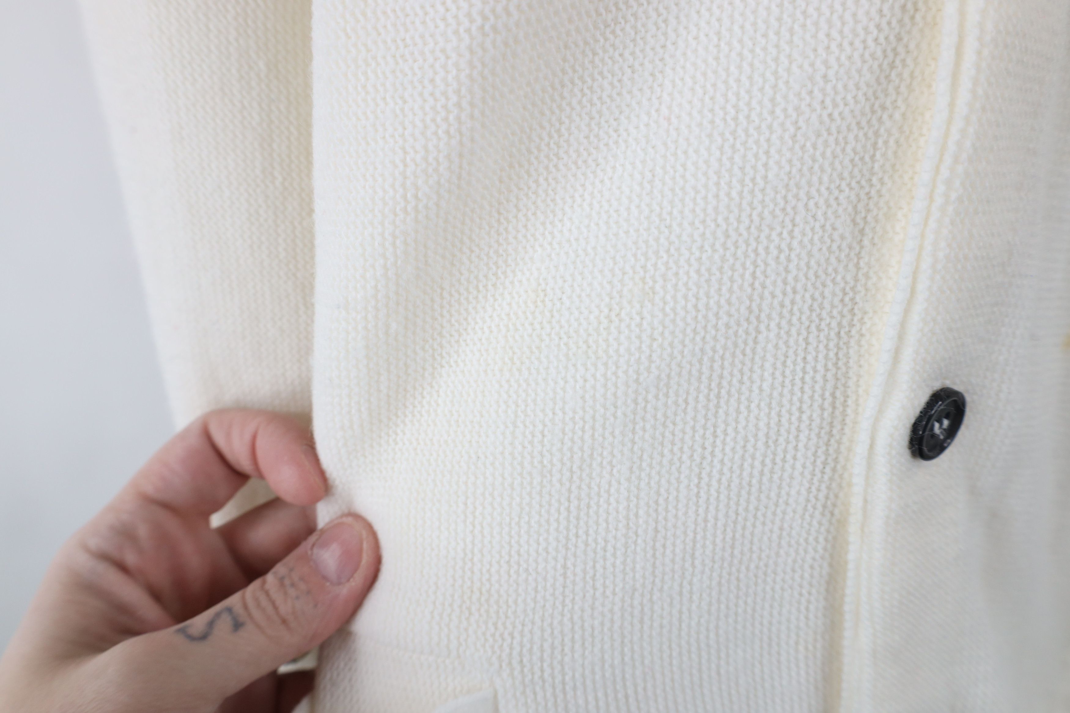 Vintage Vintage 70s Streetwear Blank Knit Cardigan Sweater White USA Size US XL / EU 56 / 4 - 5 Thumbnail