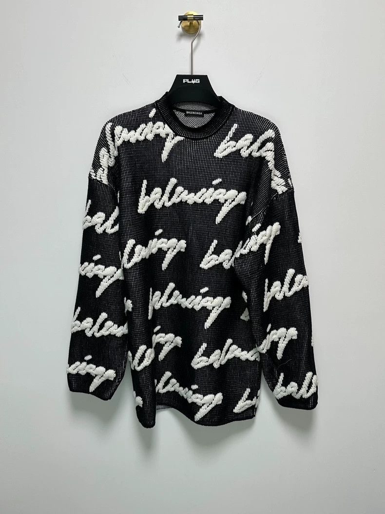 Balenciaga Balenciaga Cursive alphabet bullet screen sweater Size US S / EU 44-46 / 1 - 1 Thumbnail