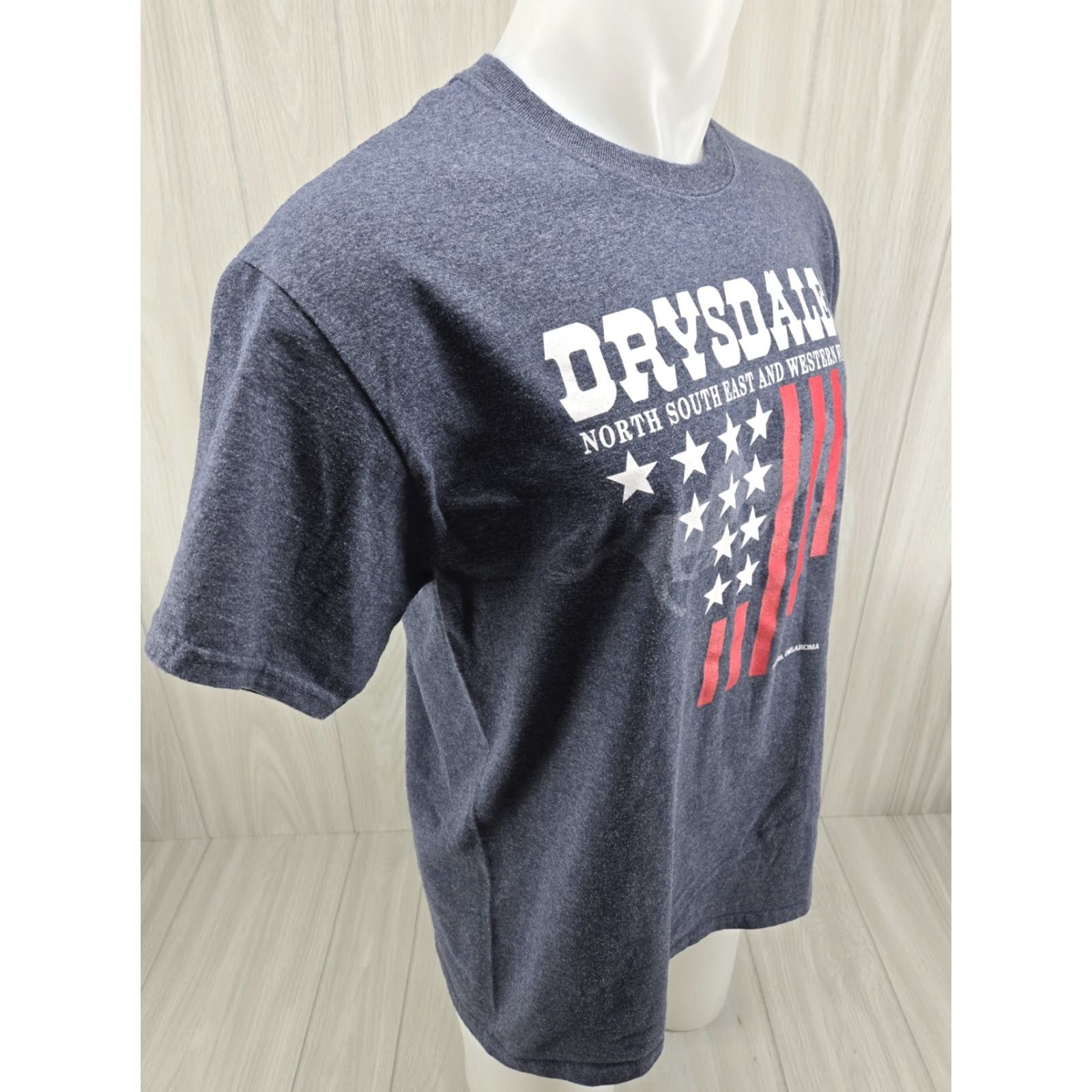 Gildan Gildan T-Shirt Drysdales Tulsa OK Mens Blue Gray L Crew Neck Short Sleeve Cotton Western 2020s? Size US L / EU 52-54 / 3 - 7 Thumbnail