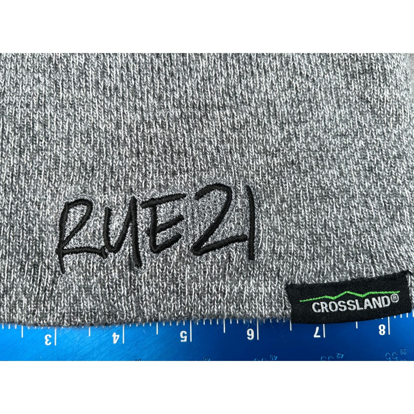 Vintage Crossland Beanie Hat Adult One Size Gray 100% Acrylic Knit Embroidered Beanie Seasonal Outdoor Ski Logo Mens Women Size ONE SIZE - 2 Thumbnail