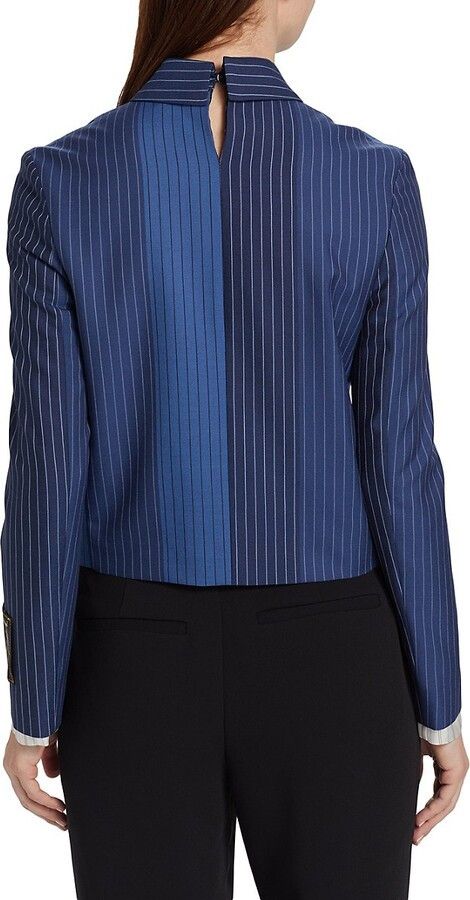 Marni o1f1d3z0525 Pinstriped Wool Cropped Jacket in Blue Size XL / US 12-14 / IT 48-50 - 5 Thumbnail