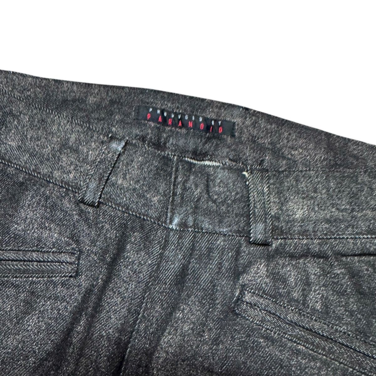 Japanese Brand PARANOID Black Waxed Shining Denim Flare Jeans Size US 28 / EU 44 - 5 Thumbnail