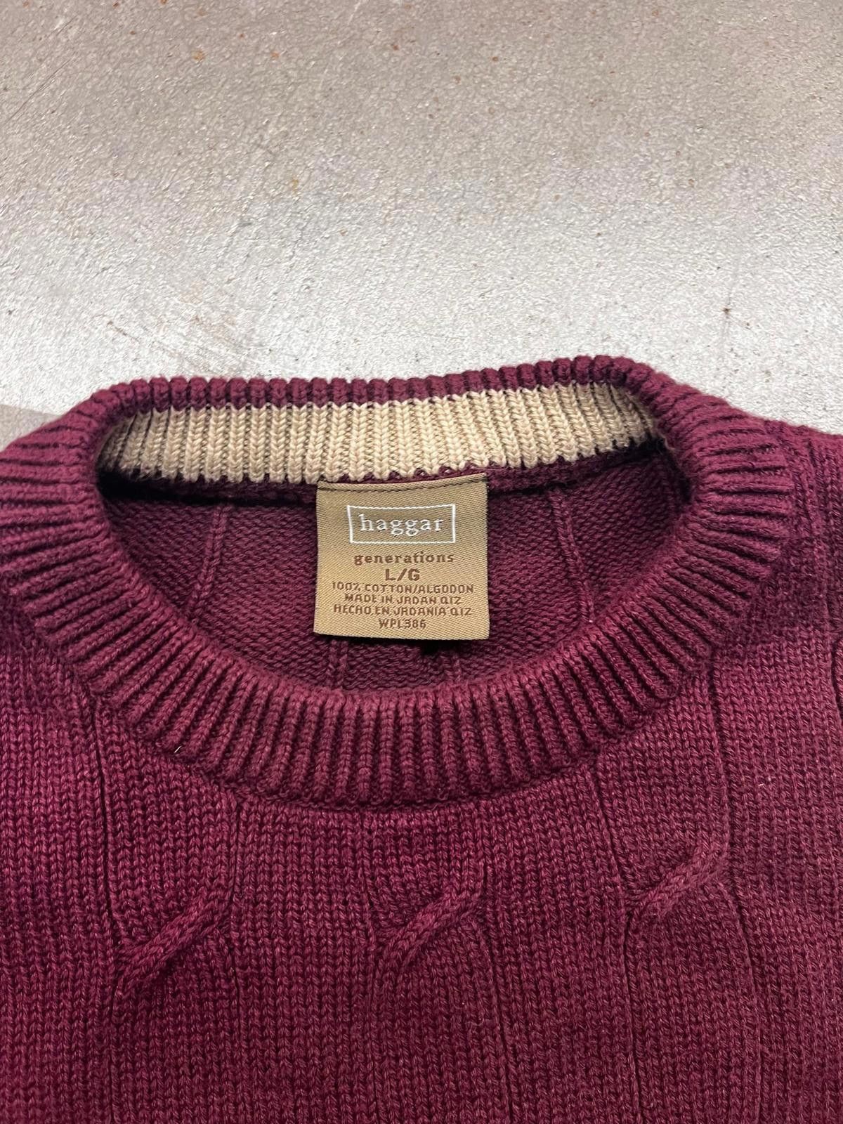 Haggar Vintage 90s Haggar Chunky Cable Knit Crewneck Sweater Size L / US 10 / IT 46 - 3 Thumbnail