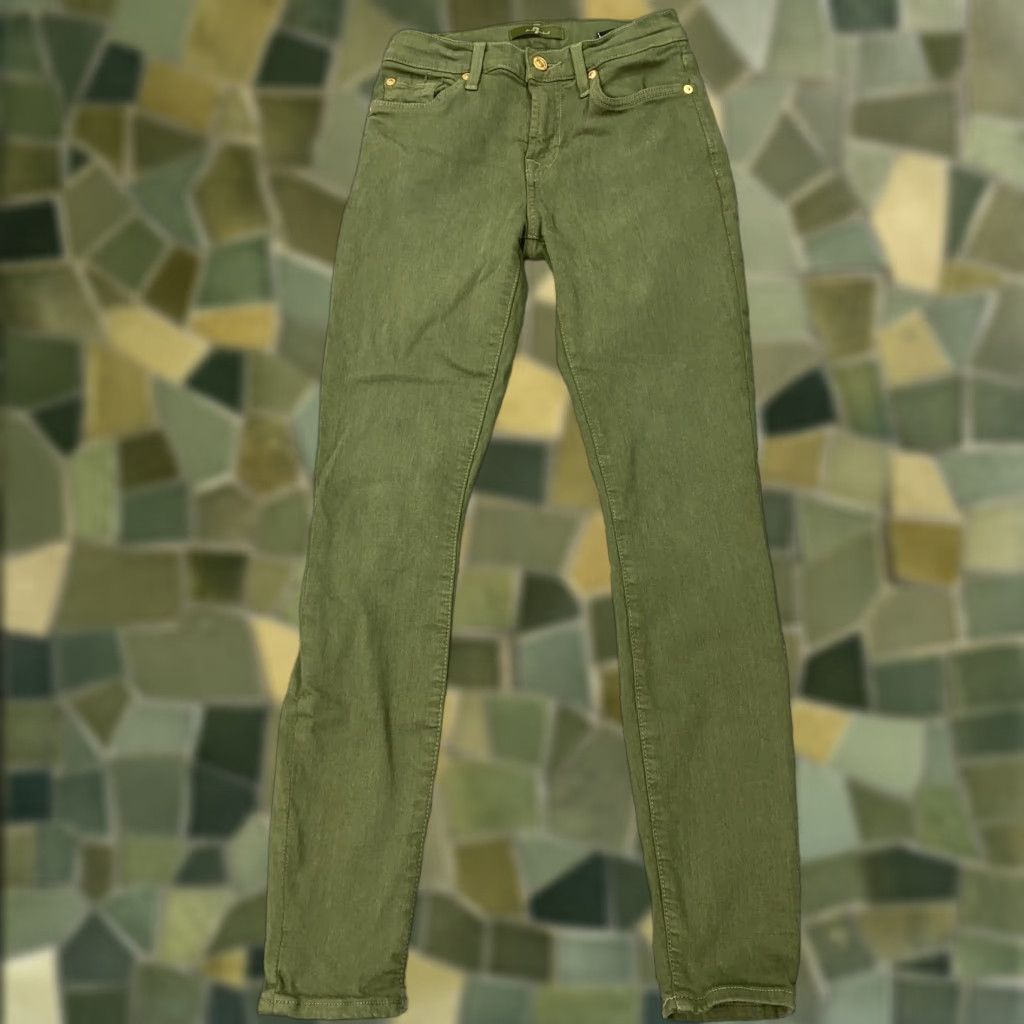 7 For All Mankind VINTAGE? Wait original not vintage. So no. Title: 7 For All Mankind Skinny Jeans Womens 23 Olive Green Mid Rise Stretch Twill Size 40" / US 18 - 1 Thumbnail