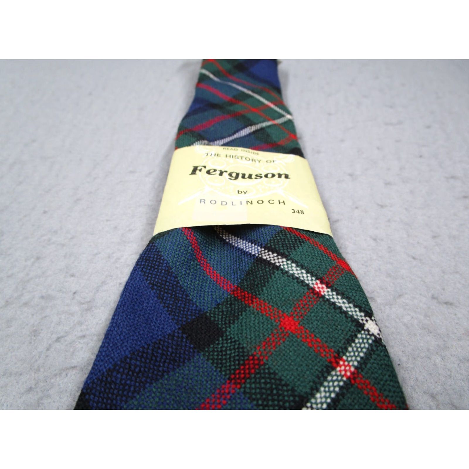 Vintage FERGUSON Rodlinoch Mens Green Plaid Wool Neck Tie - 100% Wool - Made in Scotland - Classic Length - Skinny Width - Vintage: No - Men Size ONE SIZE - 5 Thumbnail