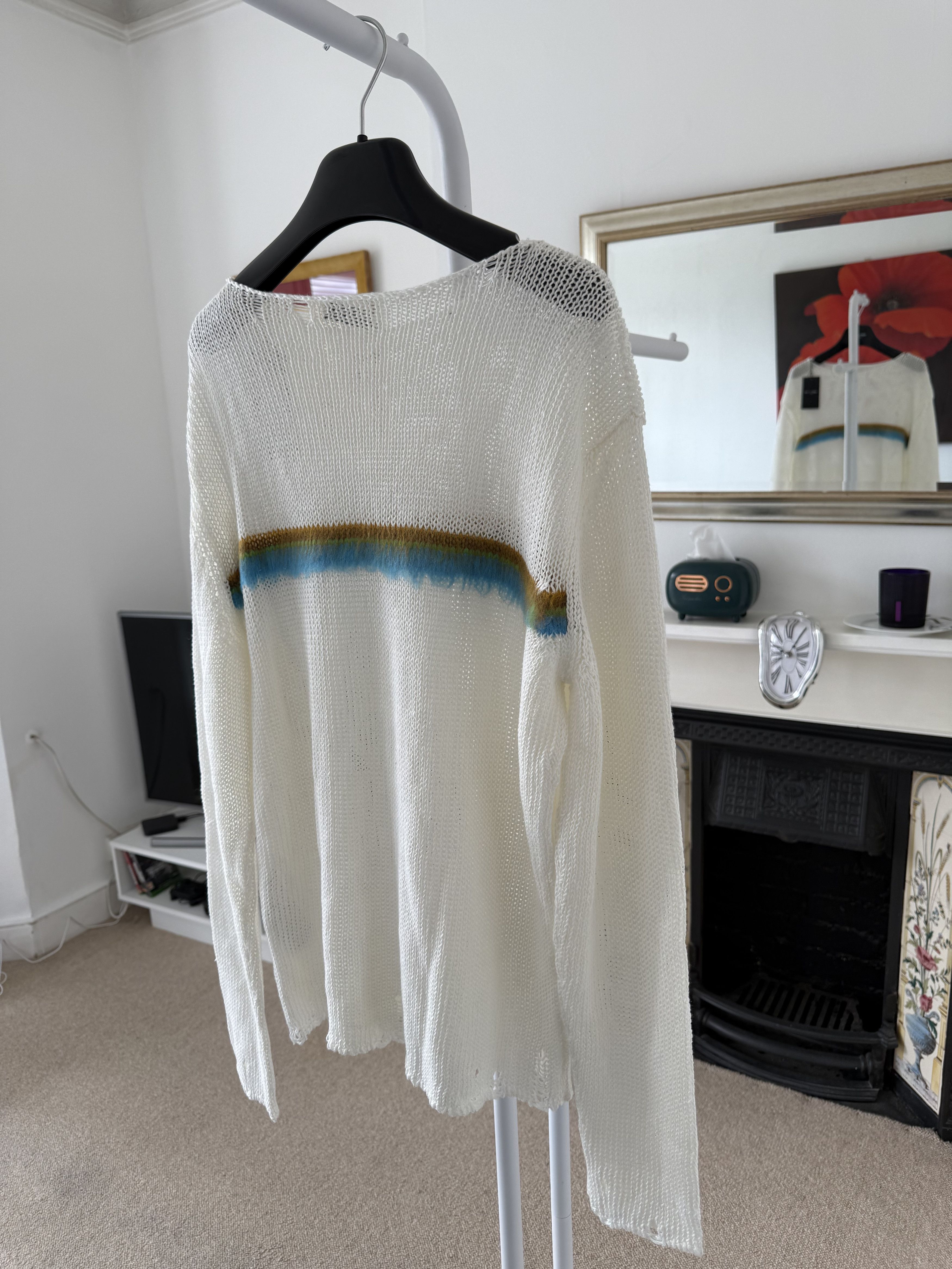 Saint Laurent Paris Saint Laurent Destroyed Mohair Striped Sweater Size US M / EU 48-50 / 2 - 4 Thumbnail