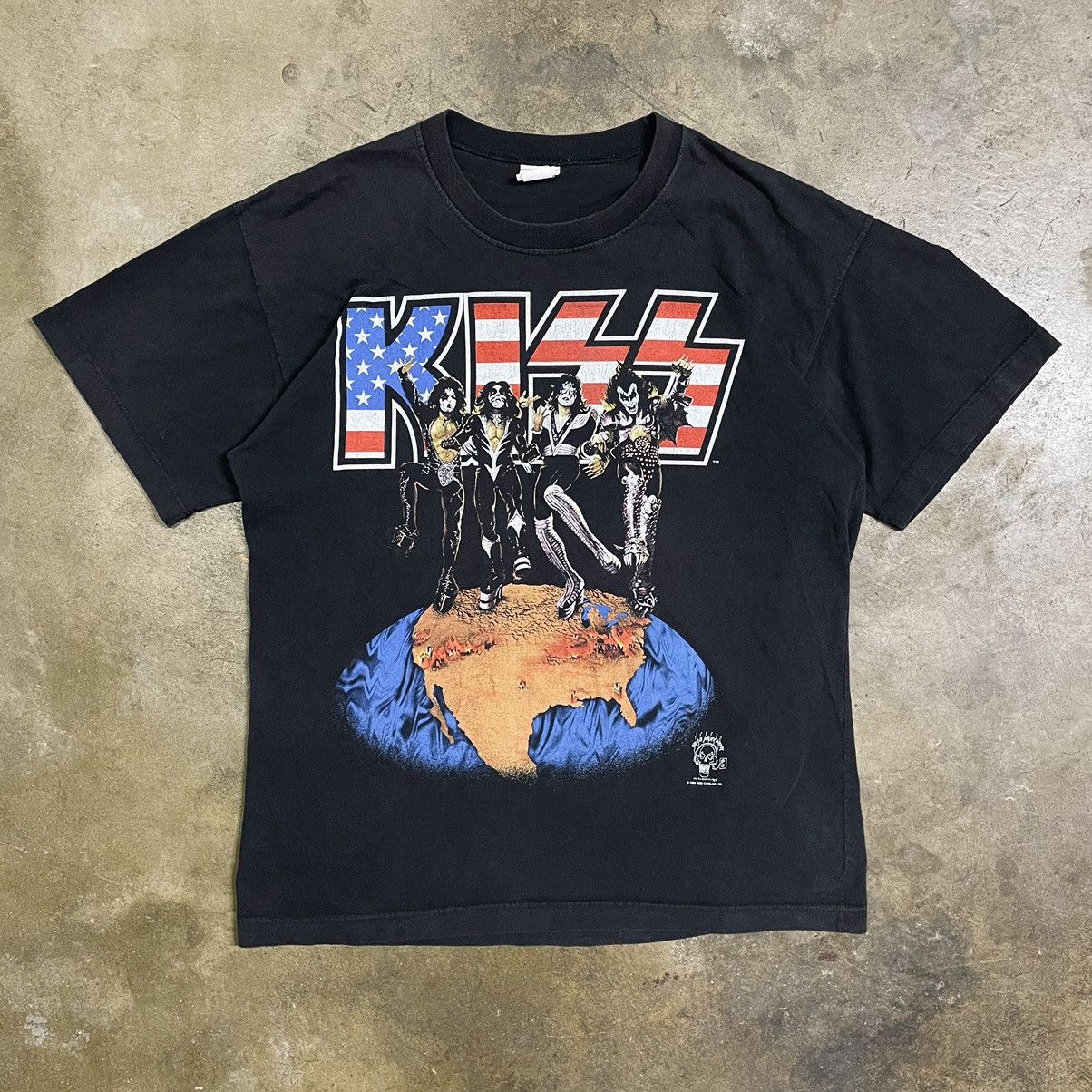 image of Band Tees x Tour Tee Vintage 90's Kiss Alive World Tour Euro T-Shirt 4Gseller in Black (Size XL)