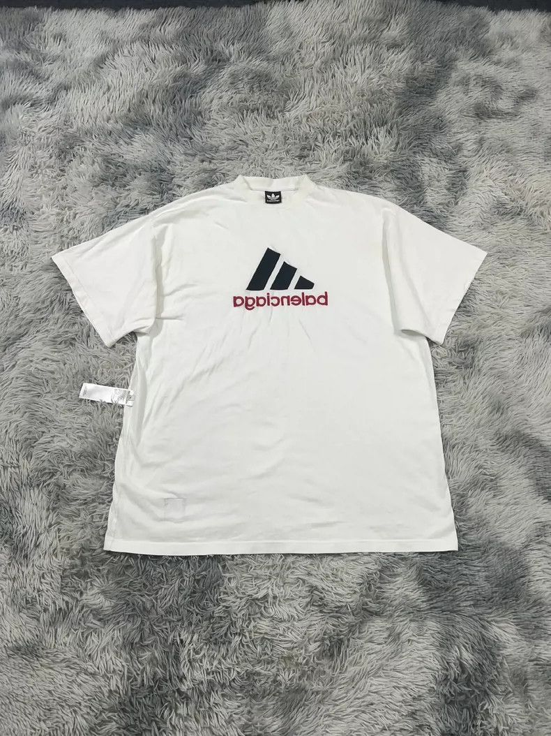 Balenciaga Balenciaga Adidas Co-Logo Monogrammed Embroidered T-Shirt Size US XL / EU 56 / 4 - 1 Thumbnail