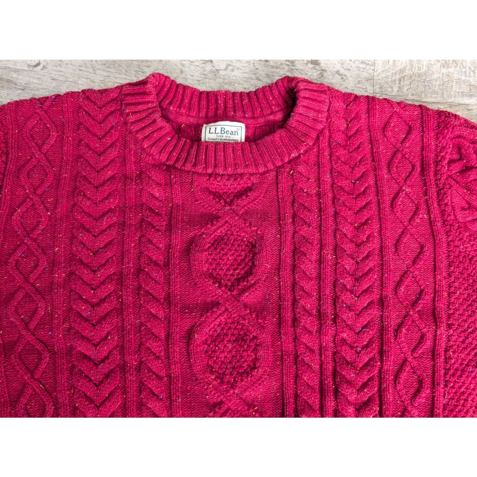Vintage VINTAGE LL Bean Bean’s Heritage Soft Cotton Fisherman Sweater Crewneck Donegal Red XL Size US XL / EU 56 / 4 - 2 Thumbnail