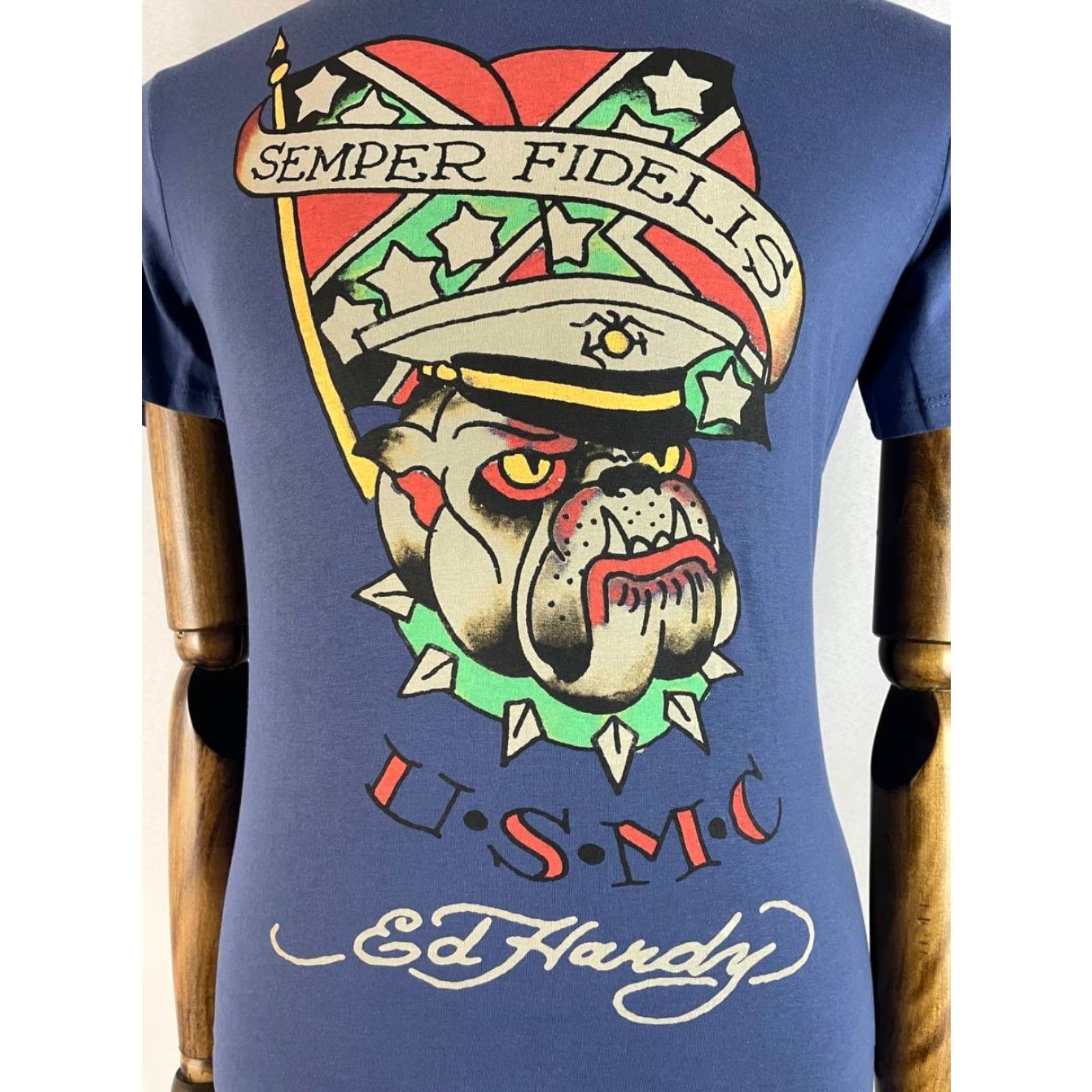 Ed Hardy Ed Hardy AlCott Mens Semper Fidelis M.C.U.S.M.C Graphic T-Shirt S Blue Size US S / EU 44-46 / 1 - 6 Thumbnail