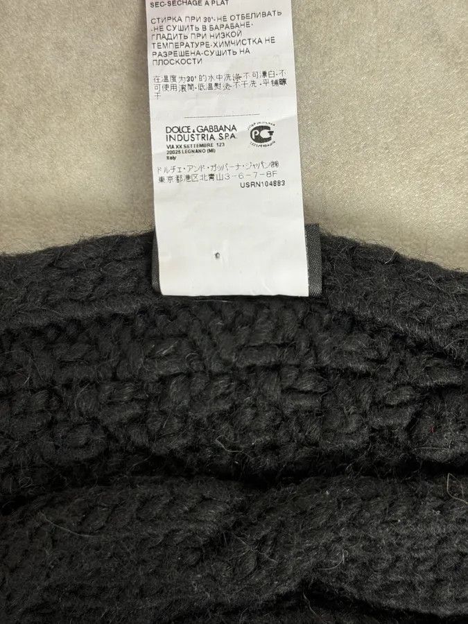 Dolce & Gabbana Dolce & Gabbana Black Wool Cable Knit Scarf Size ONE SIZE - 5 Thumbnail
