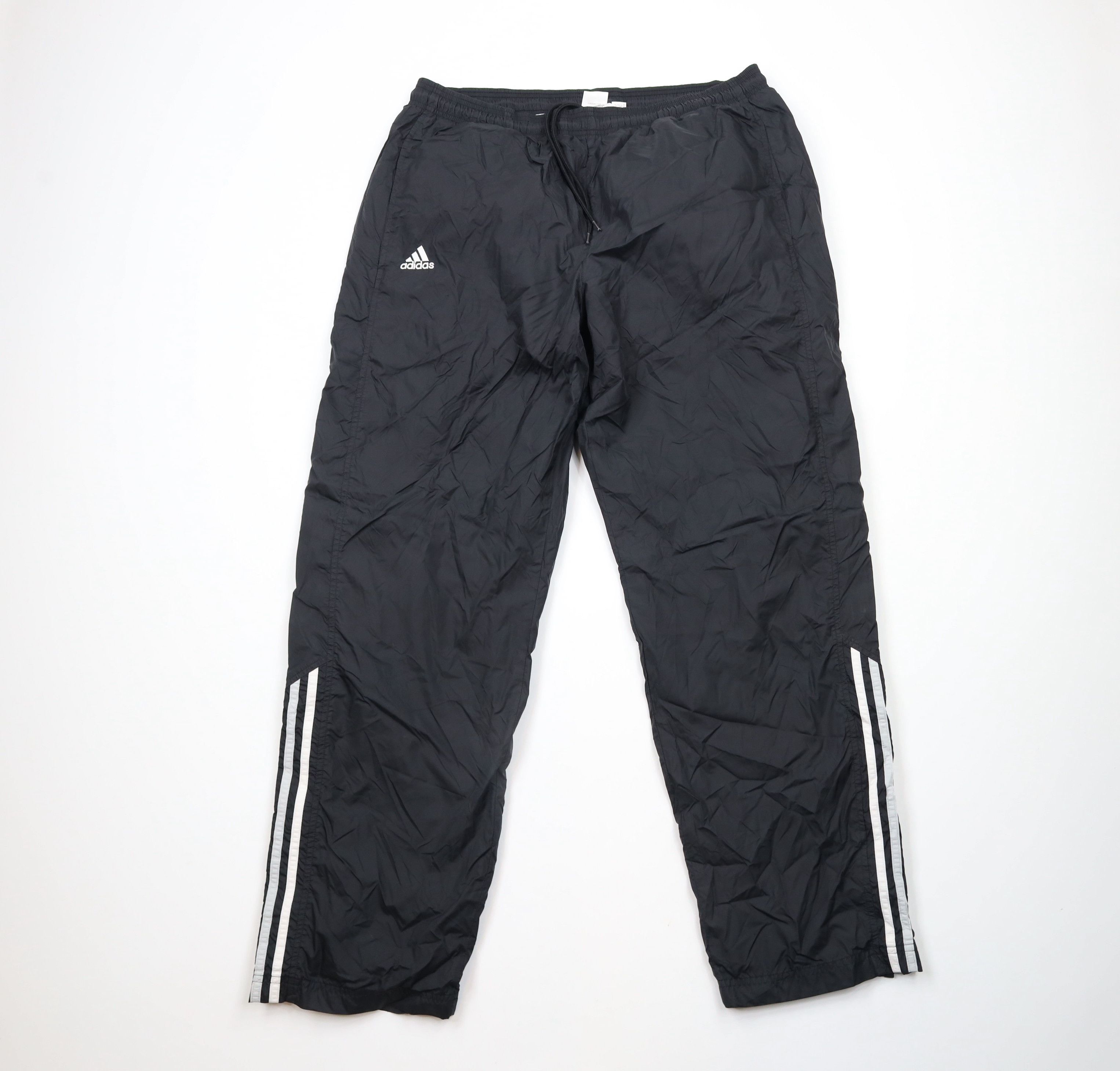 Adidas × Vintage Vintage Y2K 2004 Adidas Spell Out Lined Wide Leg Pants Black Size US 36 / EU 52 - 1 Thumbnail