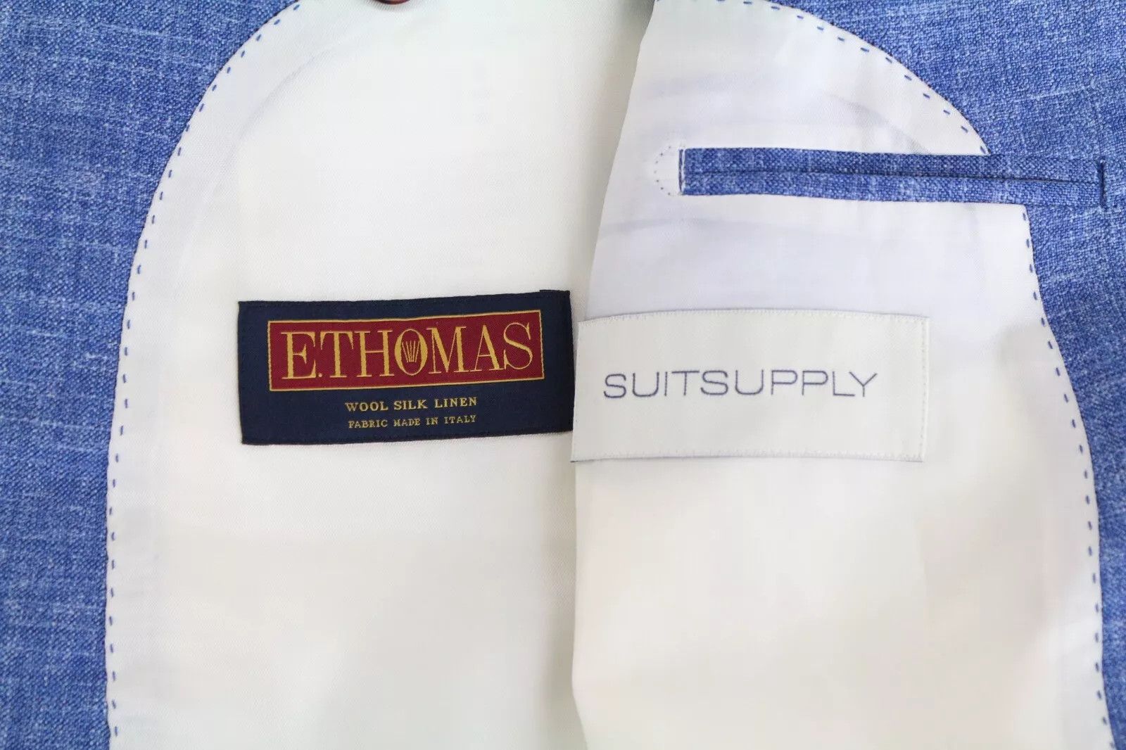 Suitsupply HAVANA UK50S Blue Wool Silk Linen Blazer 62867 Size 50S - 6 Thumbnail