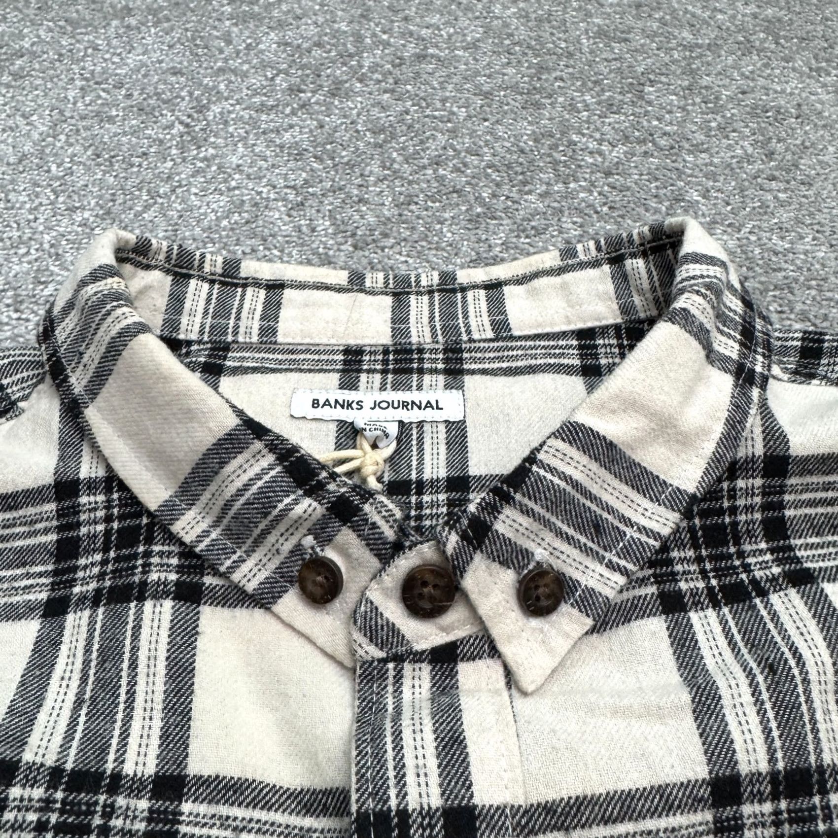 Banks Journal Banks Journal Flannel Button-Up Shirt Mens XXL Black White Plaid Cotton Casual Size US XXL / EU 58 / 5 - 6 Thumbnail