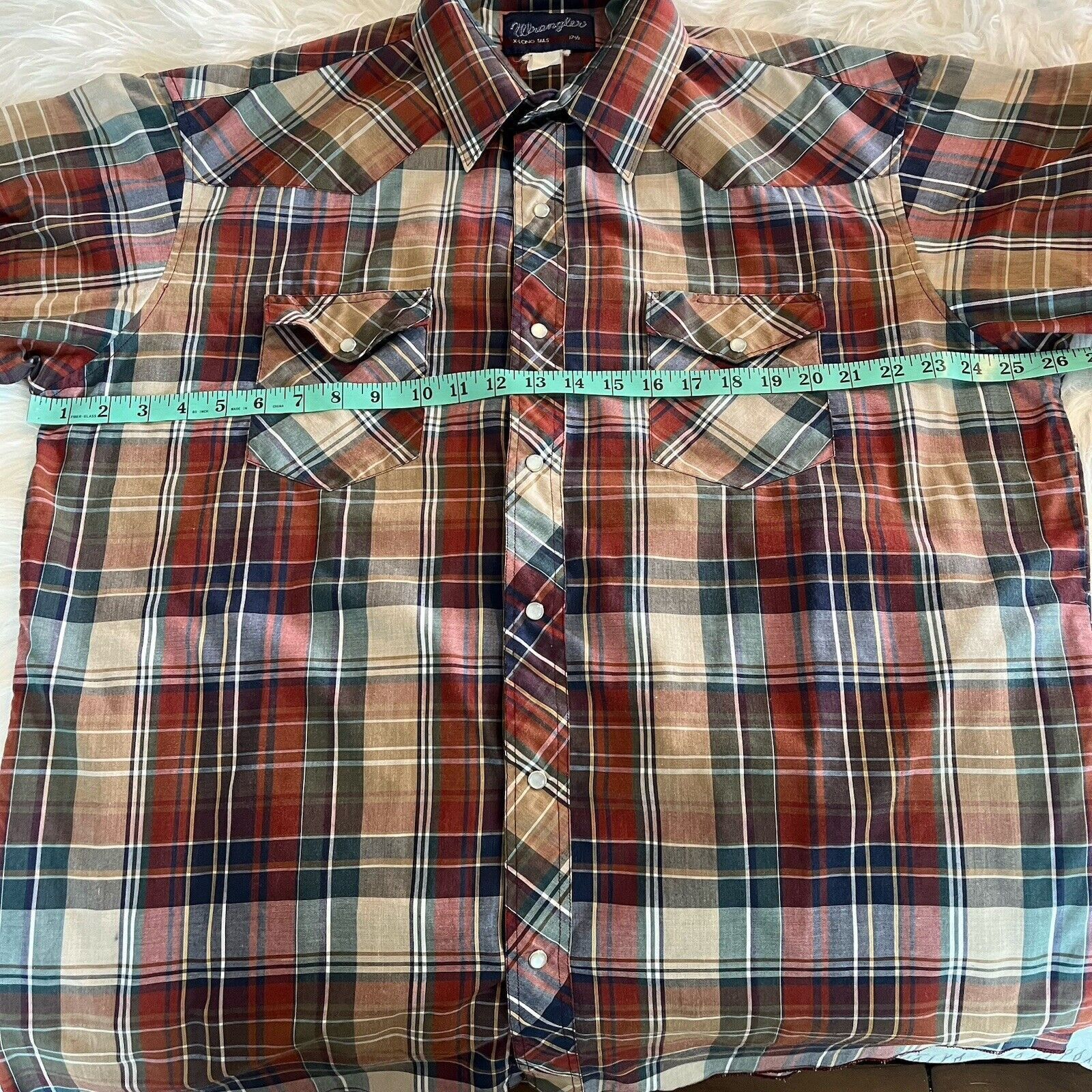 Wrangler Vintage Wrangler Plaid Pearl Snap Button Up X-Long Tails Size US XXL / EU 58 / 5 - 5 Thumbnail