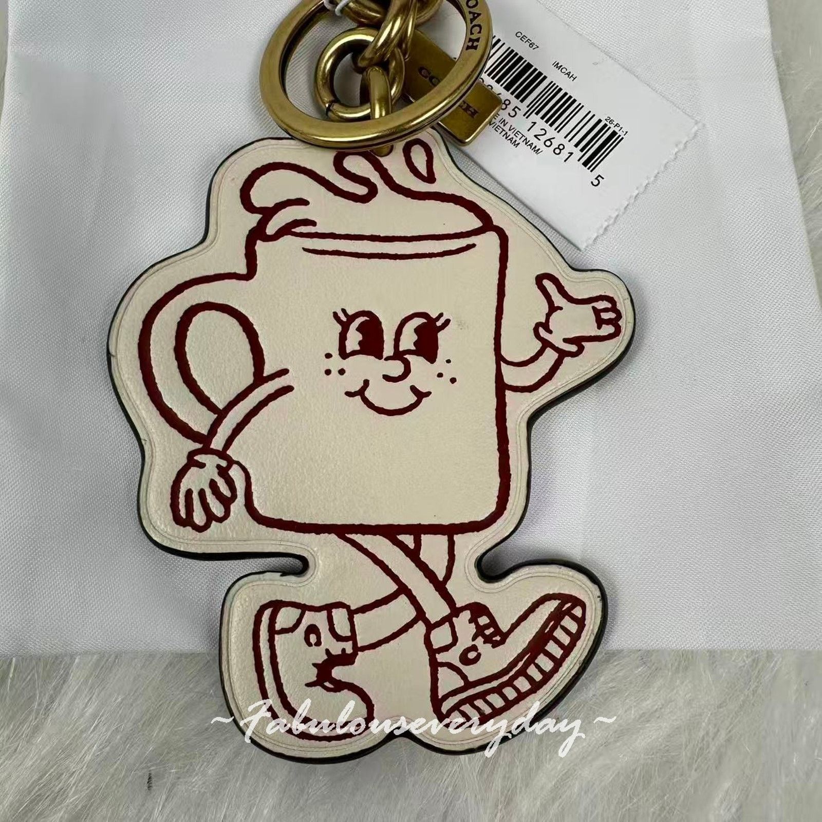 Coach COACH Coffee Cup Bag Charm Lil Miss Jo Leather/Brass/Chalk Size ONE SIZE - 3 Thumbnail