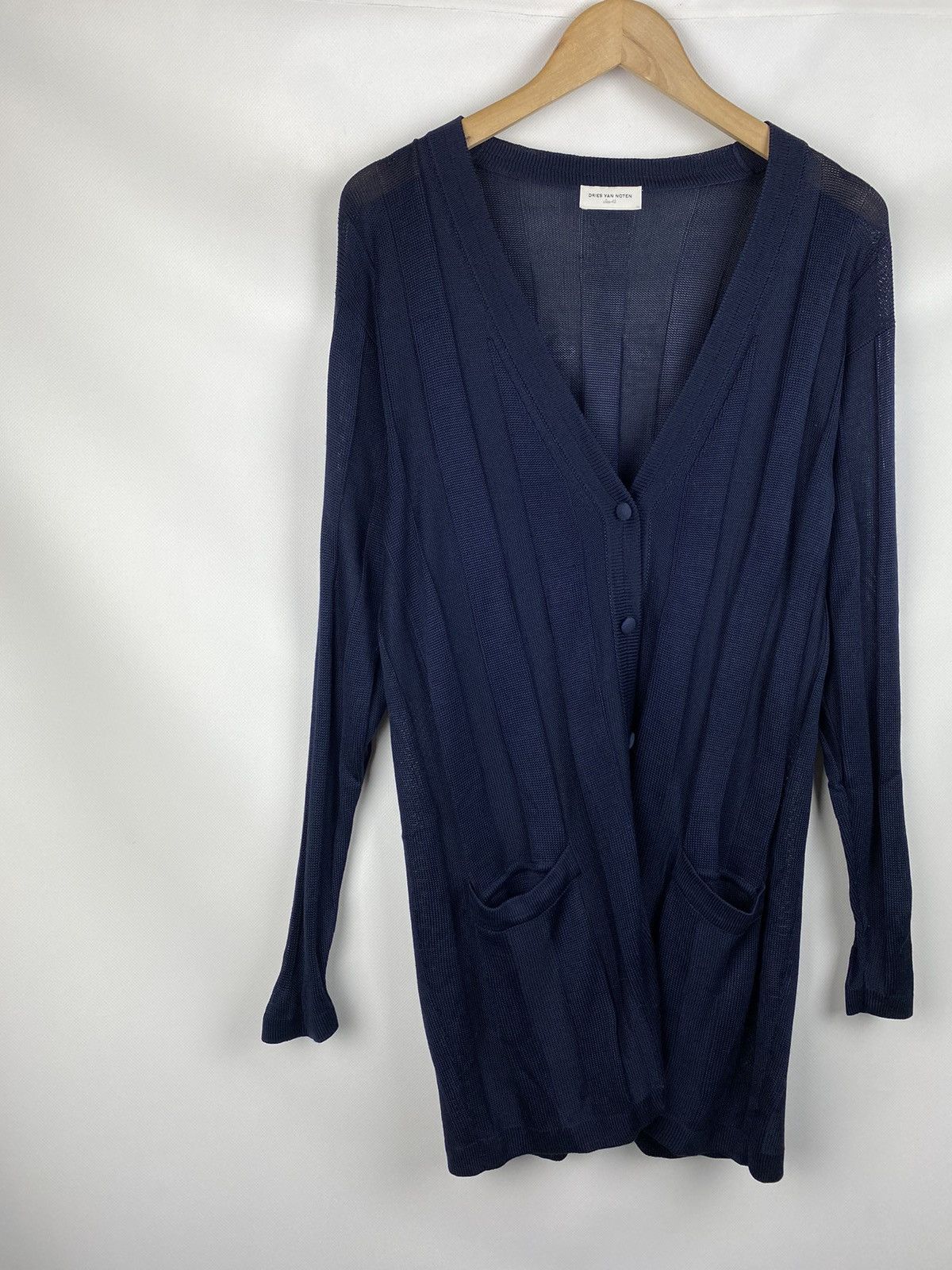 Dries Van Noten Dries Van Noten ladies silk cardigan sweater size 42 navy Size M / US 6-8 / IT 42-44 - 2 Thumbnail