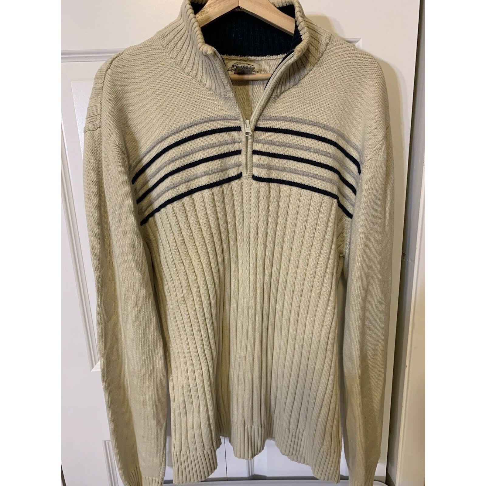 American Rag AMERICAN RAG Cue Men's Sz XL 1/4 Zip Sweater Cream Brown 100 Size US XL / EU 56 / 4 - 5 Thumbnail