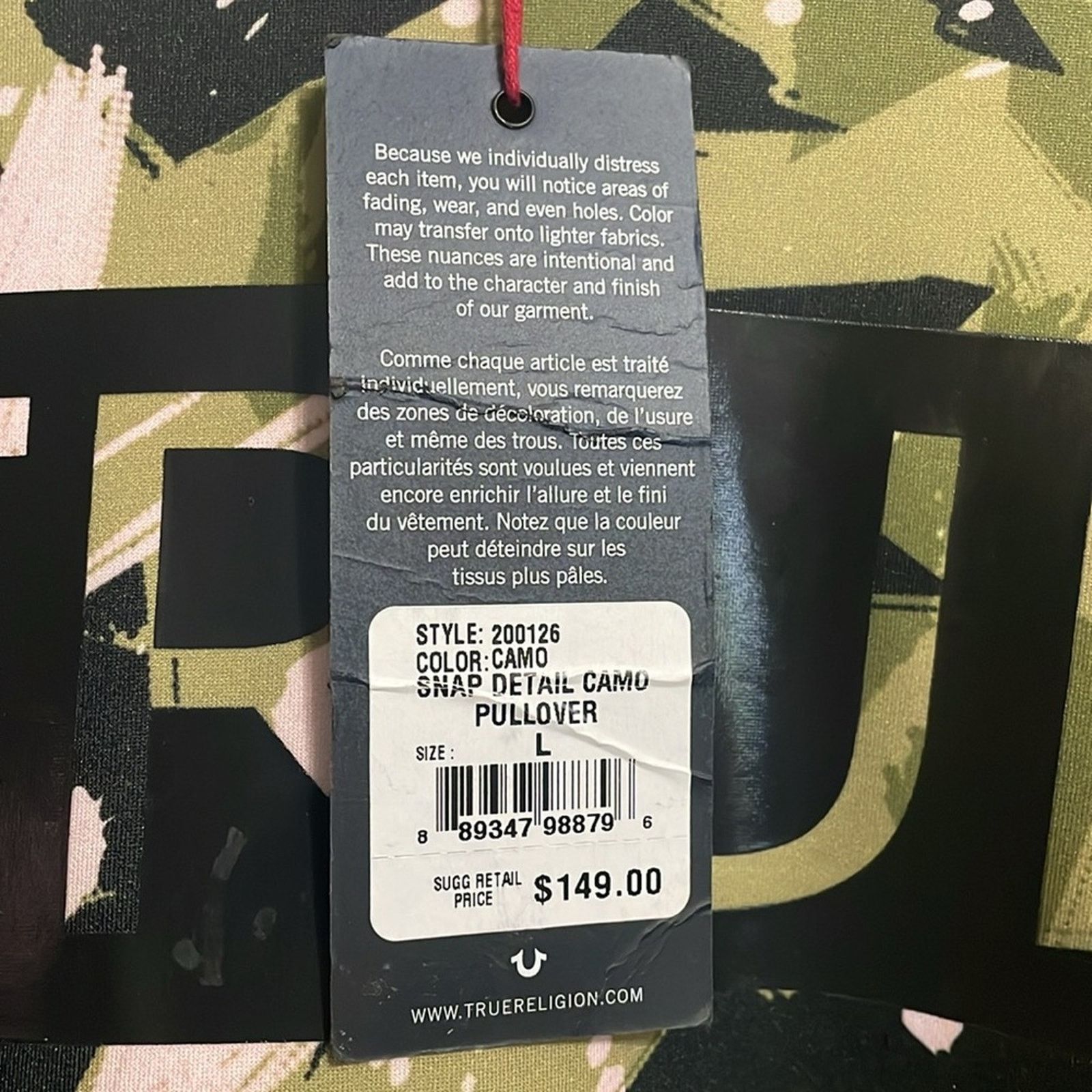 True Religion NWT True Religion Green Camo Snap Detail Sweatshirt Size L / US 10 / IT 46 - 5 Thumbnail