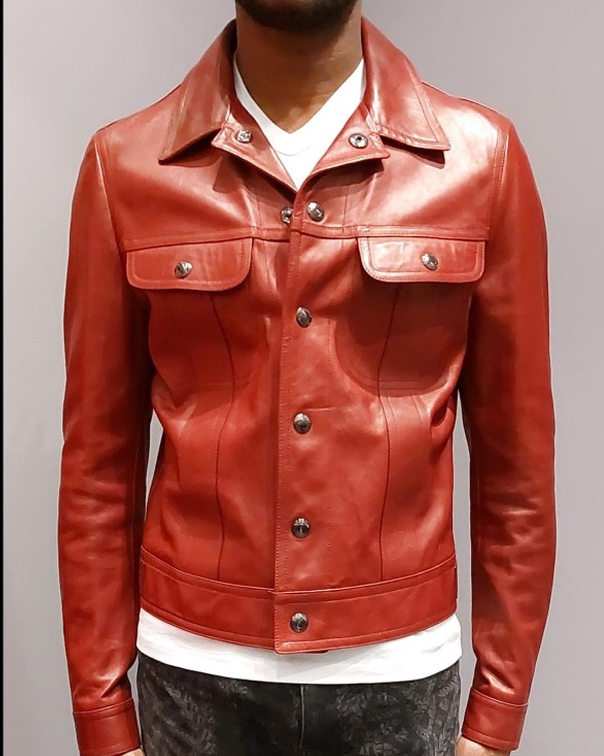 Tom Ford o1loc1c0324 BE431 R06 Outwear Leather Jacket in Red Size US M / EU 48-50 / 2 - 1 Thumbnail