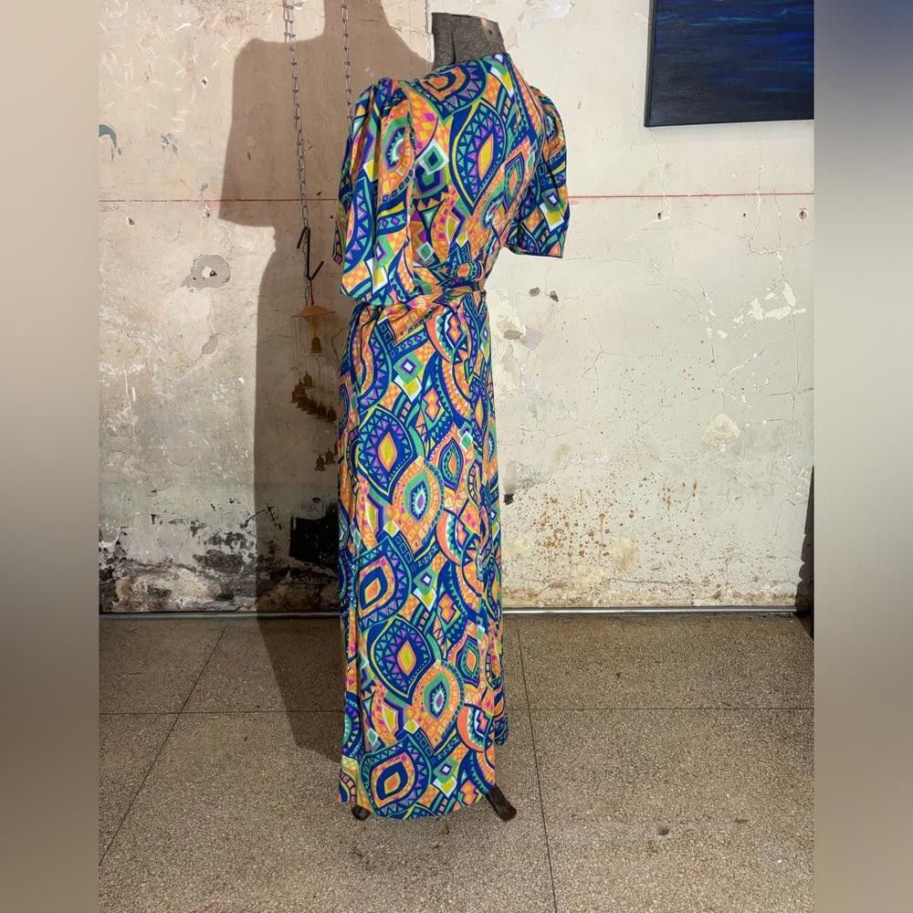 Designer vintage 60’s abstract pattern handmade dress Size L / US 10 / IT 46 - 2 Thumbnail
