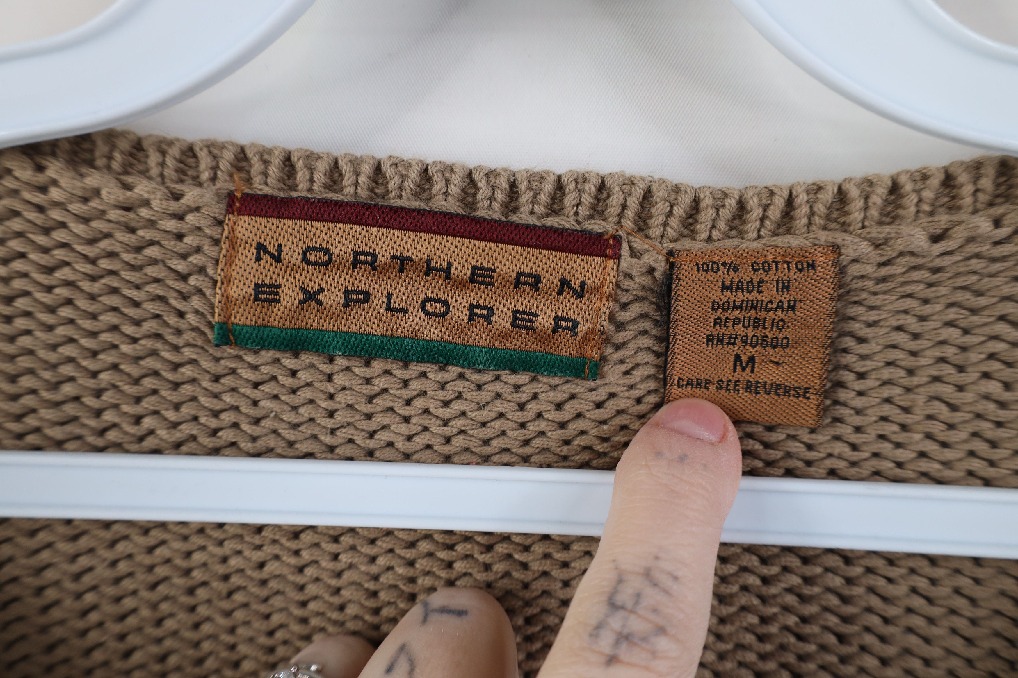 Vintage Vinage 90s Streetwear Blank Cotton Ribbed Knit Sweater Beige Size M / US 6-8 / IT 42-44 - 4 Thumbnail