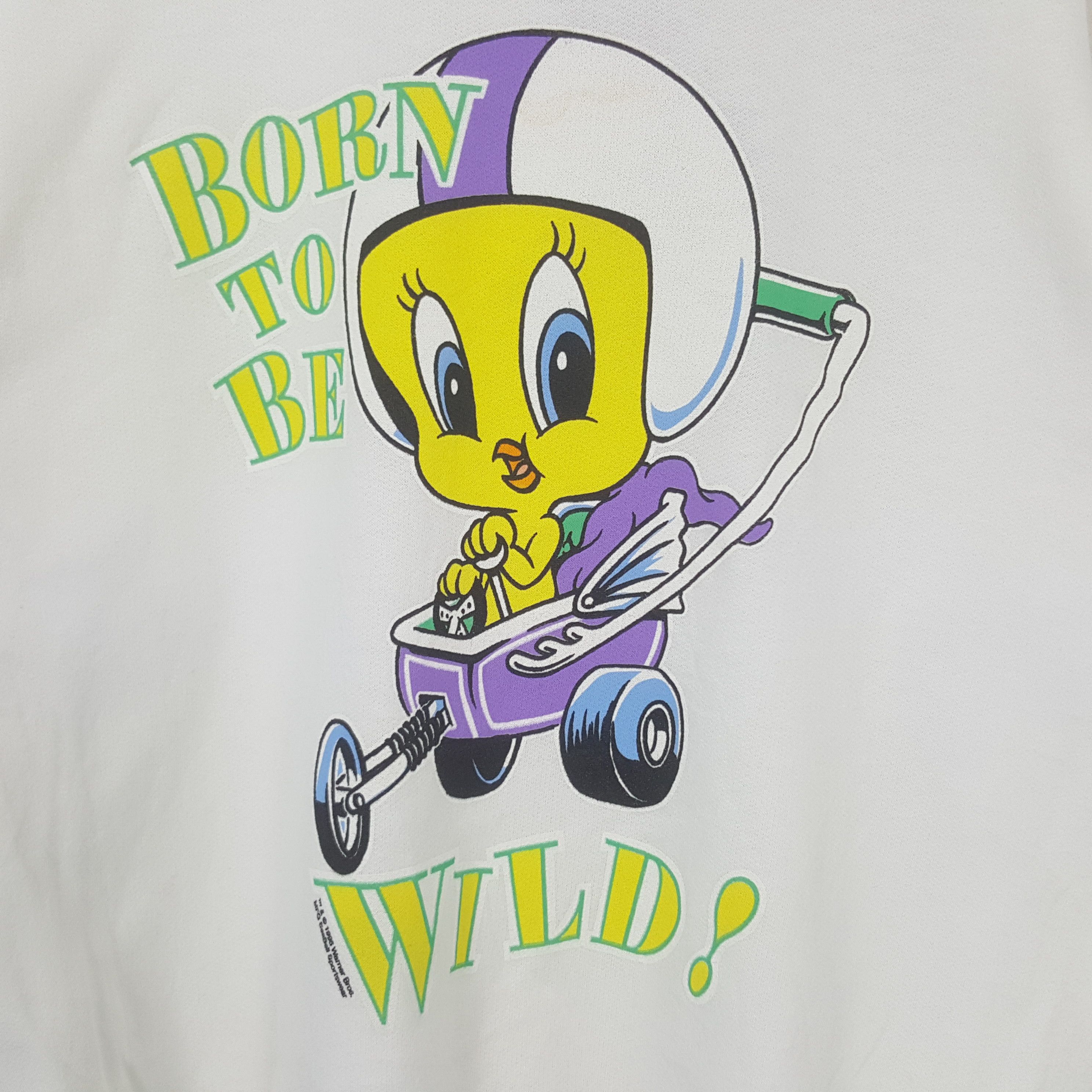 Warner Bros Vintage 90's Tweety Bird Born To Be Wild Sweatshirt RR6 Size US M / EU 48-50 / 2 - 2 Thumbnail