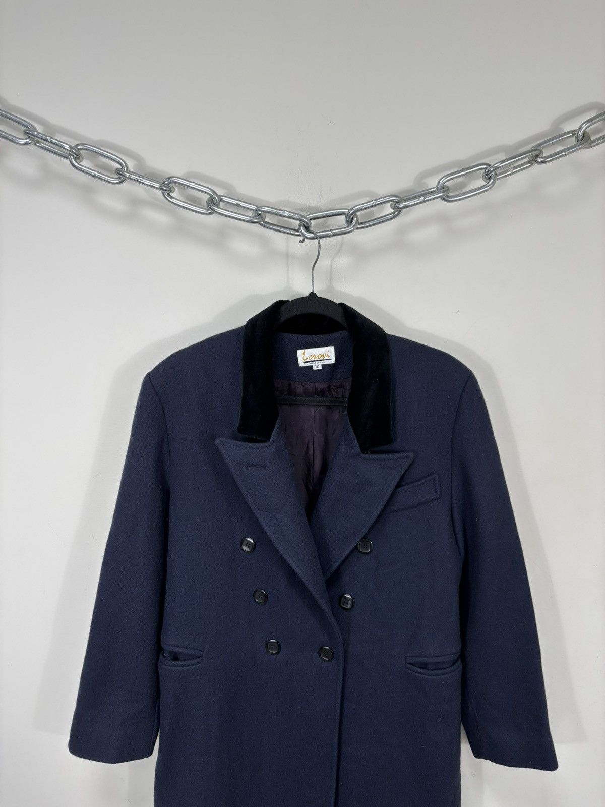 Other Vintage Lorovi Women’s Navy Blue Double Breasted Wool Coat Size XL / US 12-14 / IT 48-50 - 4 Thumbnail