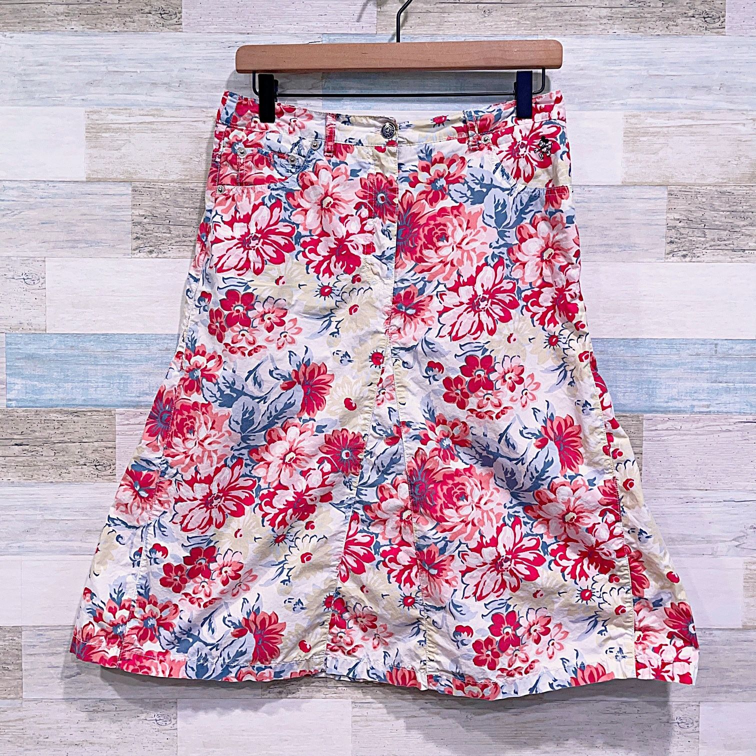 Disney Disney Vintage Floral Denim Flare Skirt Mickey Donaldson 29 Size 29" - 1 Thumbnail