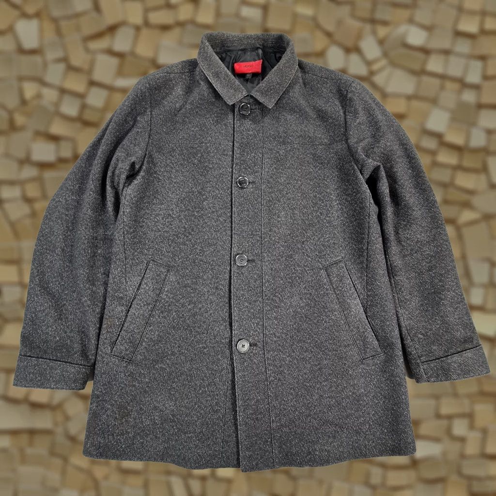 Hugo Boss HUGO BOSS Coat Mens Overcoat Long Wool Blend Single Breasted Grey XL Button Pockets Classic Vintage: No Womens Mens? Size US XL / EU 56 / 4 - 1 Thumbnail