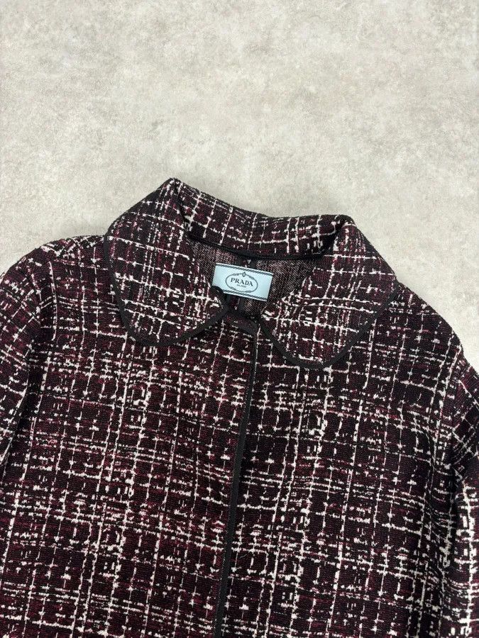 Prada AW2015 Prada Textured Black & Bordeaux Tweed Long Coat Size S / US 4 / IT 40 - 4 Thumbnail