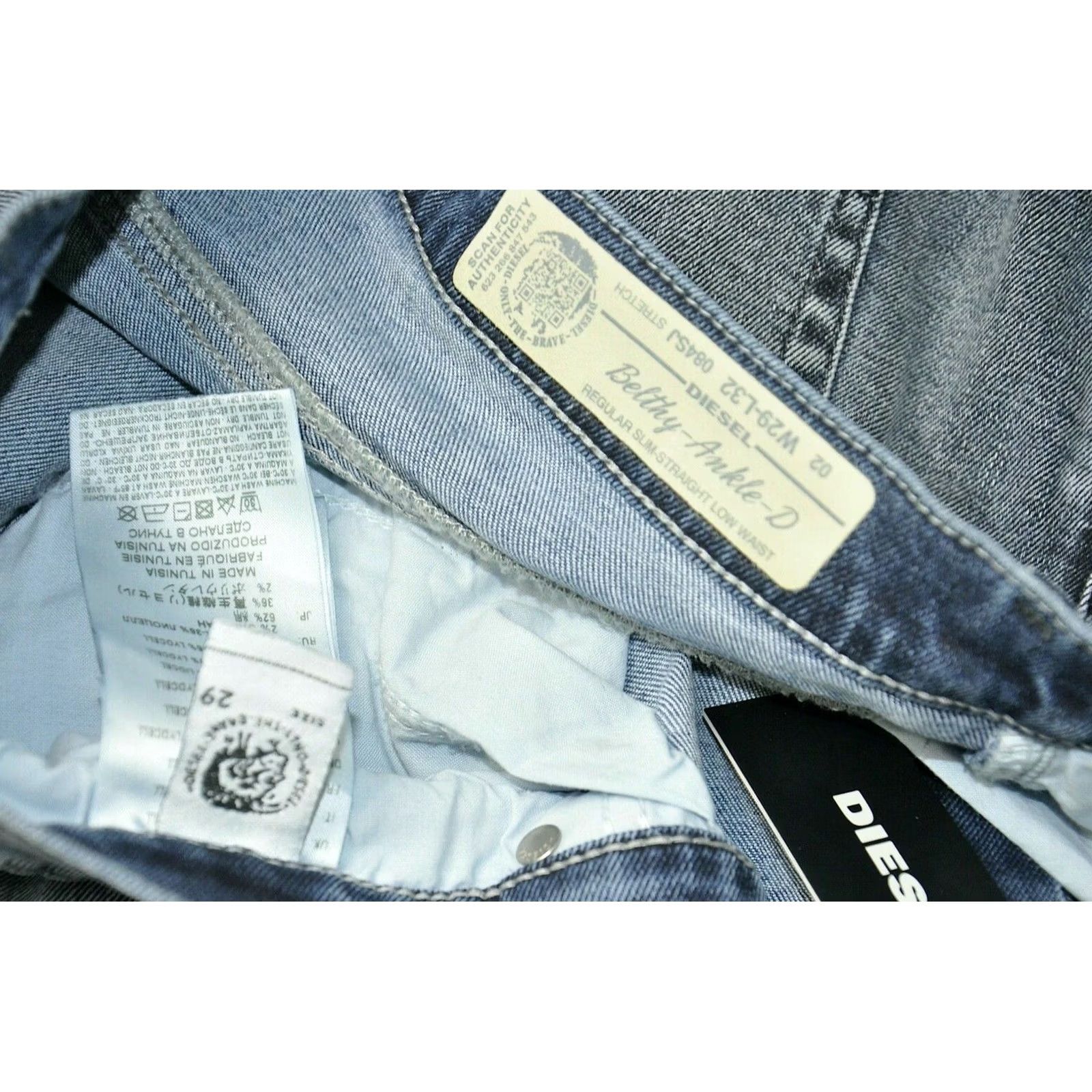 Diesel DIESEL Belthy ANKLE -D 084SJ STRETCH REGULAR SLIM-STRAIGHT LOW WAIST Jeans W29/L32 Blue Womens Jeans Size 29" - 7 Thumbnail