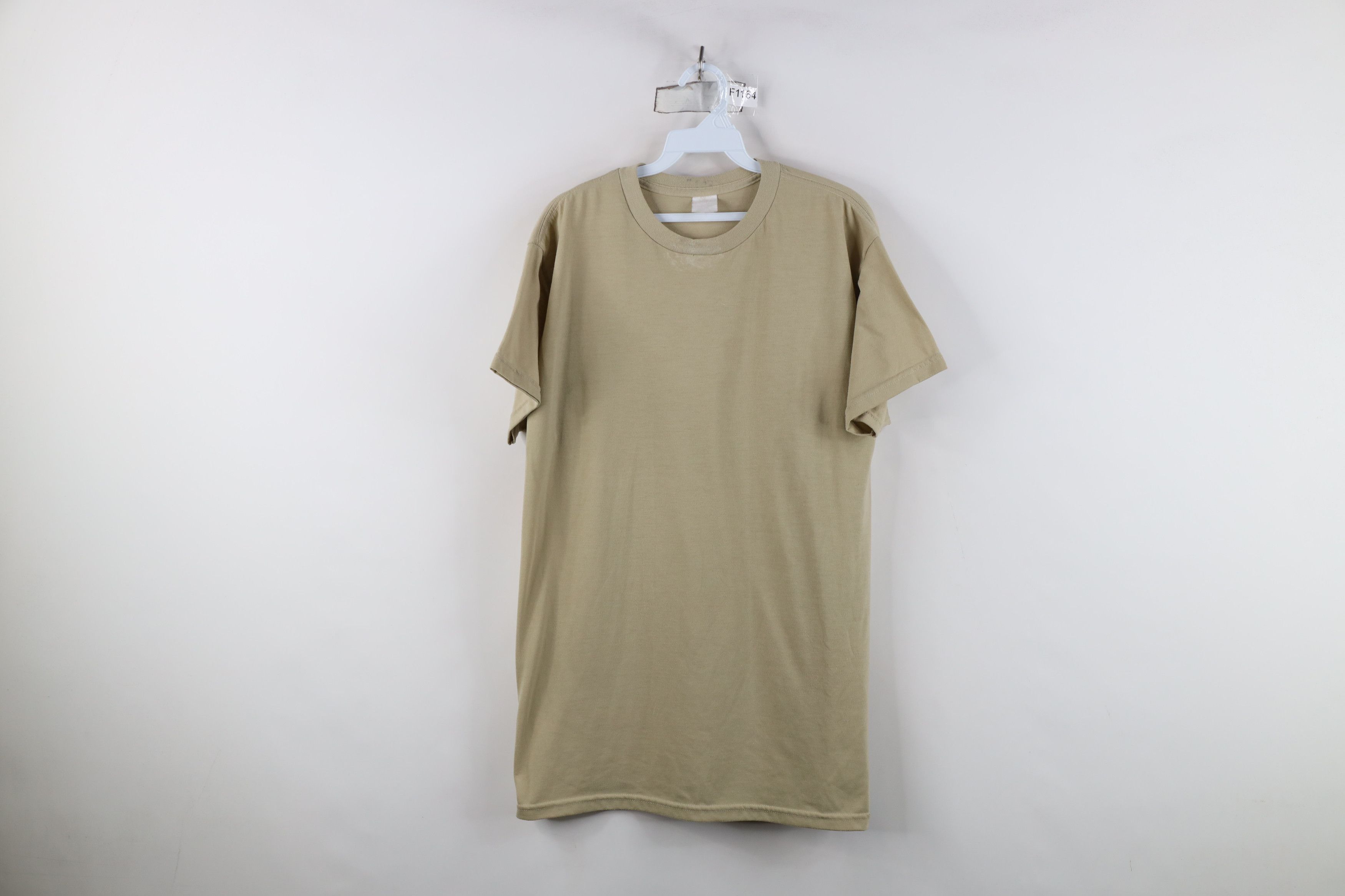 Vintage Vintage 90s Streetwear Blank Knit Short Sleeve T-Shirt Tan Size US L / EU 52-54 / 3 - 1 Thumbnail