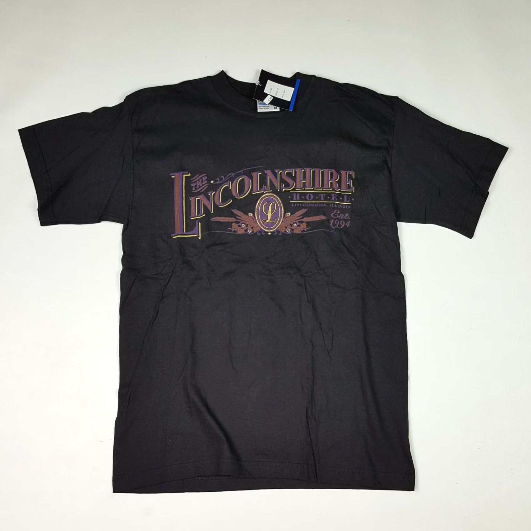 Spell VINTAGE Lincolnshire Hotel Illinois Mens M Retro Spell Out Black Y2K T Shirt Size US M / EU 48-50 / 2 - 2 Thumbnail