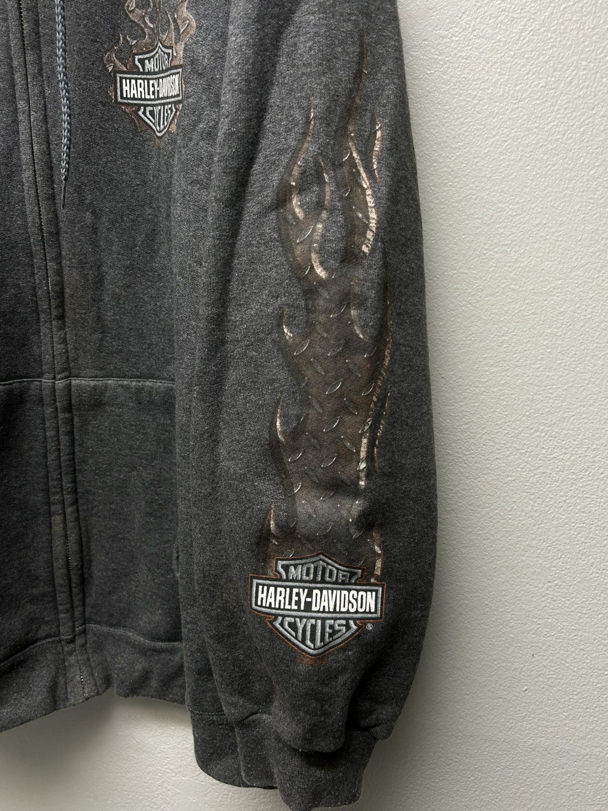 Harley Davidson 08 Harley Davidson Flame Sleeve Ride Hard Dark Grey Zip Up Size US L / EU 52-54 / 3 - 2 Thumbnail