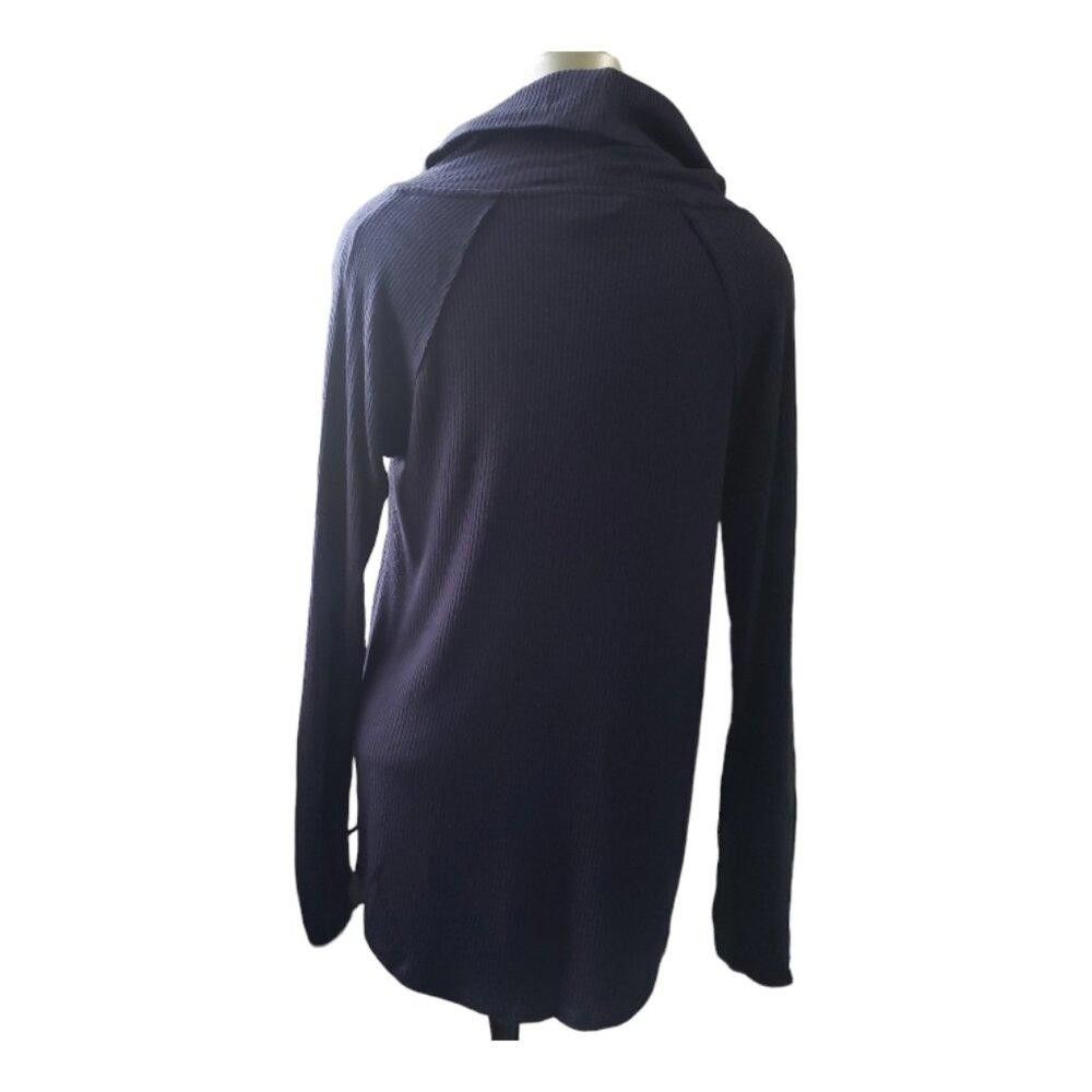 Designer CT1758 Charlie B Navy Cowl Neck Ribbed Top P/S Size S / US 4 / IT 40 - 5 Thumbnail