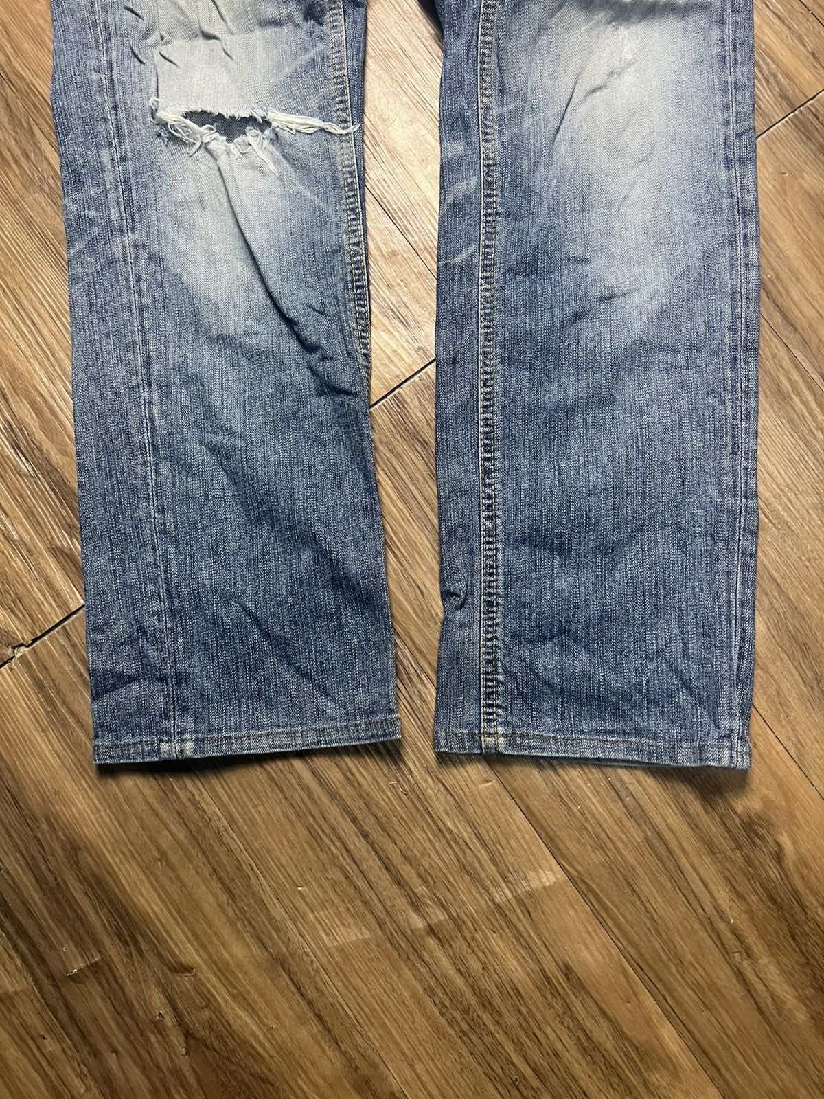 Japanese Brand Quadro Japan Made Distressed Stretch Denim Jeans (43) Size US 33 - 5 Thumbnail