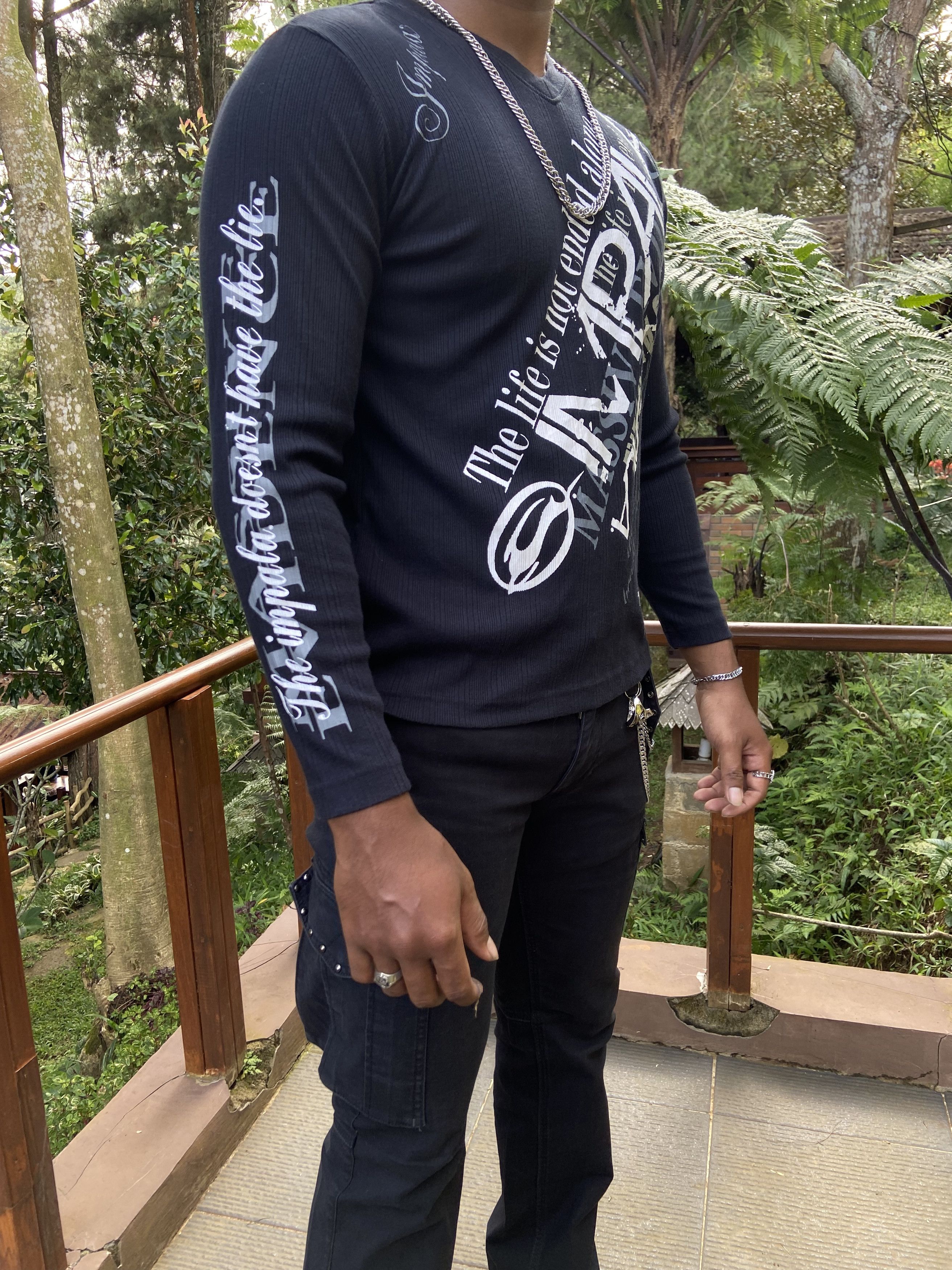 Hysteric Glamour Y2K Impala Grunge Graphic Poem LongSleeve Thermal V Neck Size US M / EU 48-50 / 2 - 8 Thumbnail