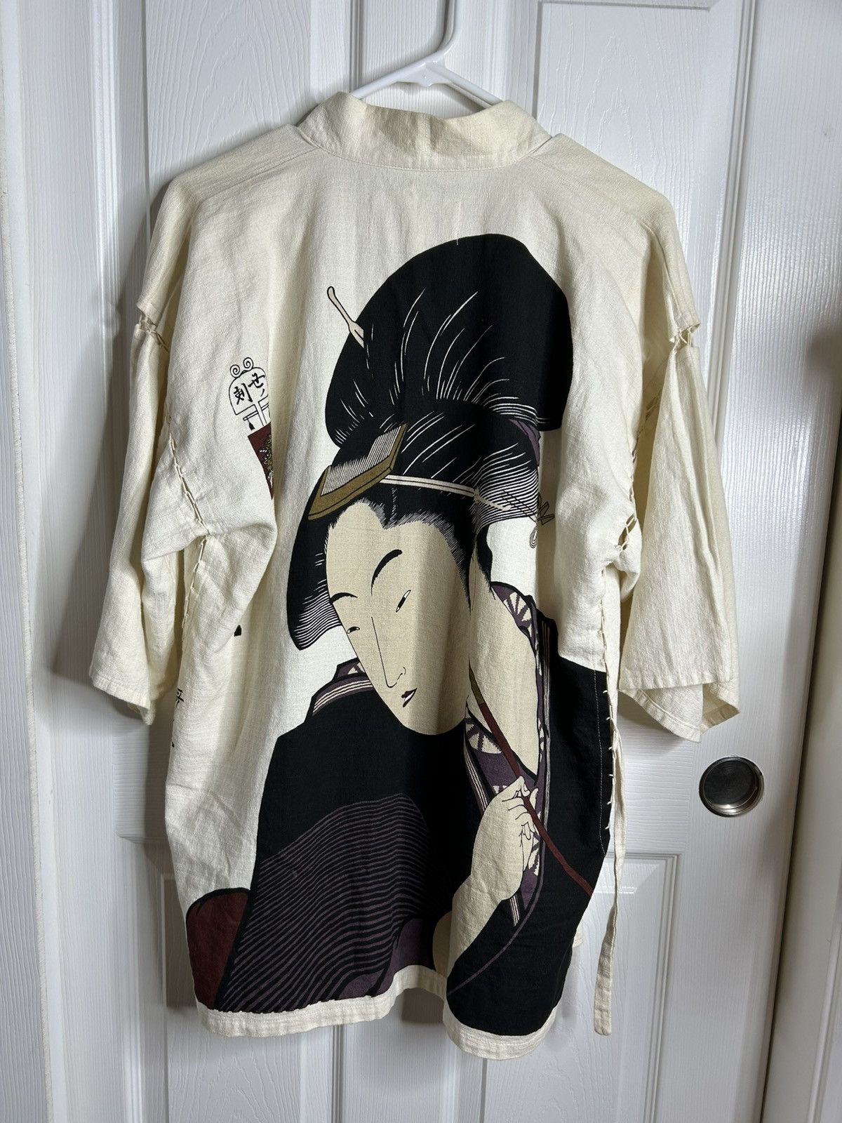 Japanese Brand Vintage Linen Sashiko Geisha Kimono Size US M / EU 48-50 / 2 - 1 Thumbnail