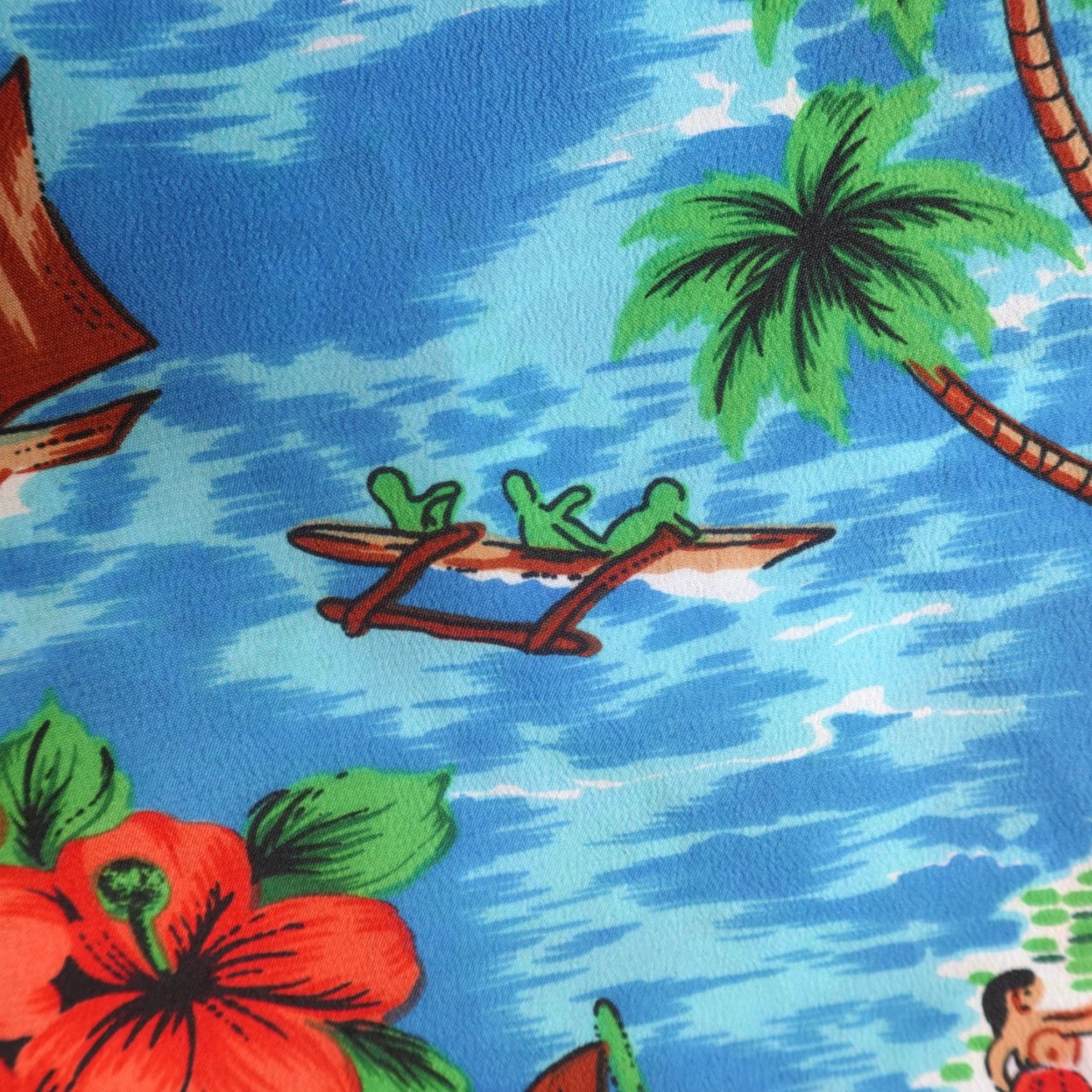 Sears VINTAGE Kings Road Hawaiian Shirt L Blue Floral Button-Up Short Sleeve Collared Men 70s Size US L / EU 52-54 / 3 - 4 Thumbnail