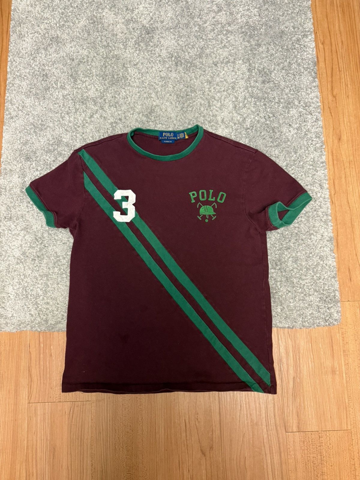 Burgundy Red Ralph Lauren Vintage Ringer Tee