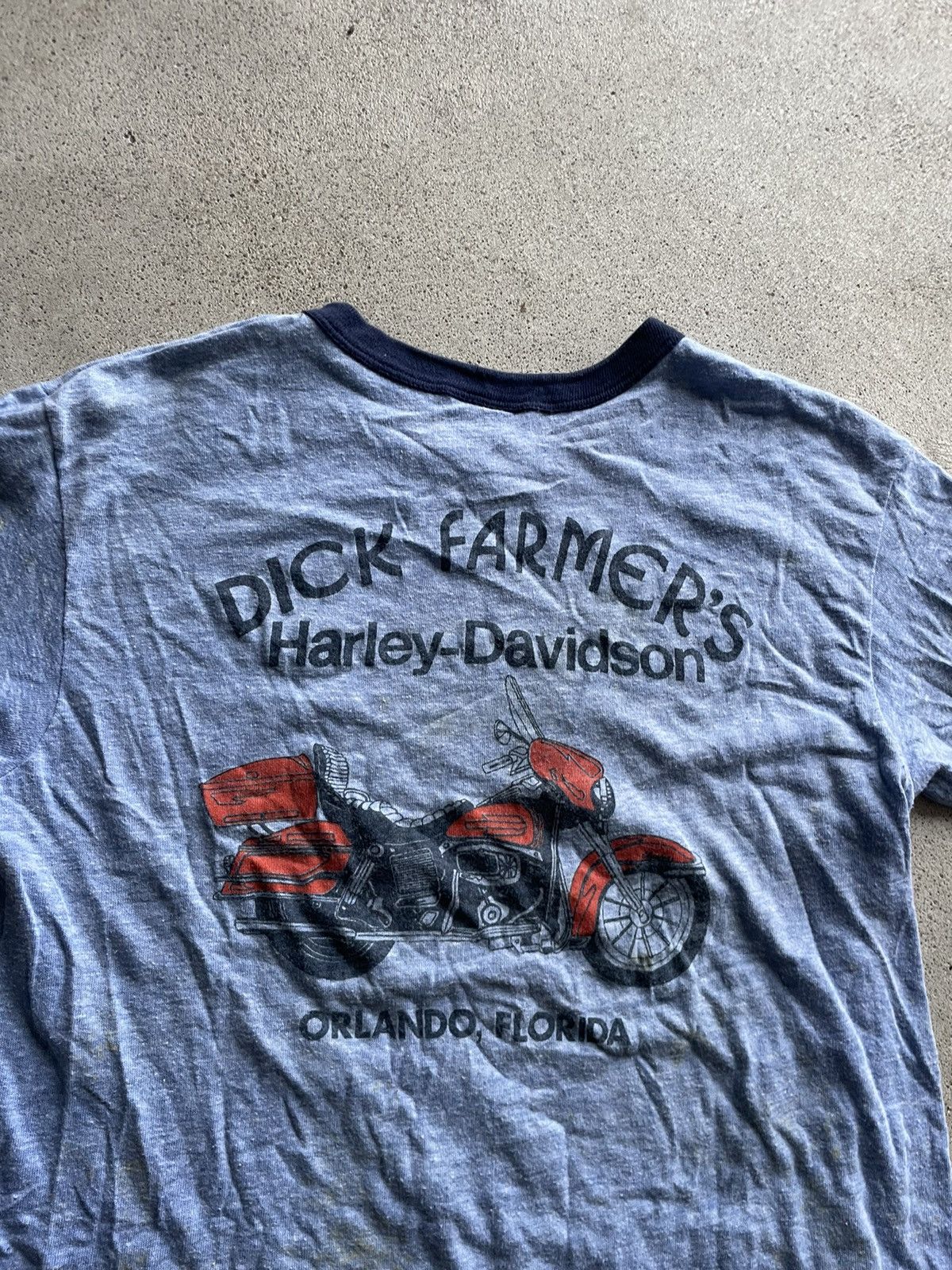 Vintage 70s Harley Davidson Dick Farmers ringer t shirt - Short 