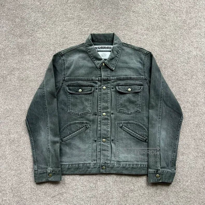Neighborhood Neighborhood Washed Gray Aged Denim Jacket Size US L / EU 52-54 / 3 - 1 Thumbnail