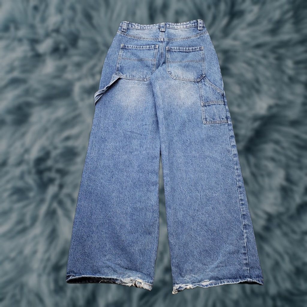 Vintage Edikted Womens Jeans Baggy Blue Denim Faded Medium Wash Carpenter XS 28" Inseam 30.25" 5-Pocket Regular Size 26" / US 2 / IT 38 - 1 Thumbnail