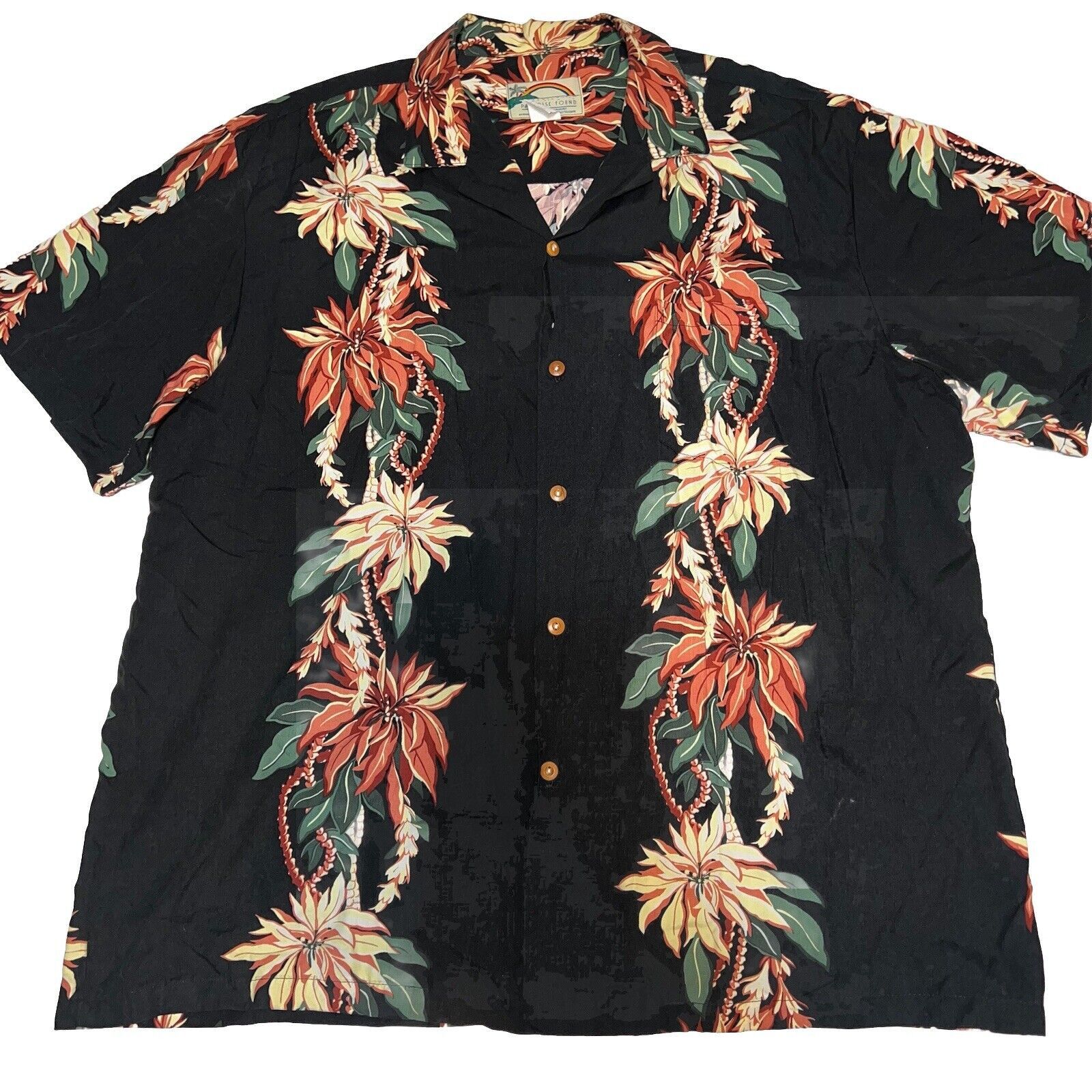 Paradise Found Paradise Found XL Hawaiian Shirt Magnum PI Black Floral Size US XL / EU 56 / 4 - 7 Thumbnail