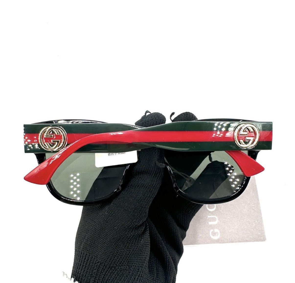 Gucci Gucci Red-Green Stripe Wide Temple Sunglasses K12 Size ONE SIZE - 6 Thumbnail
