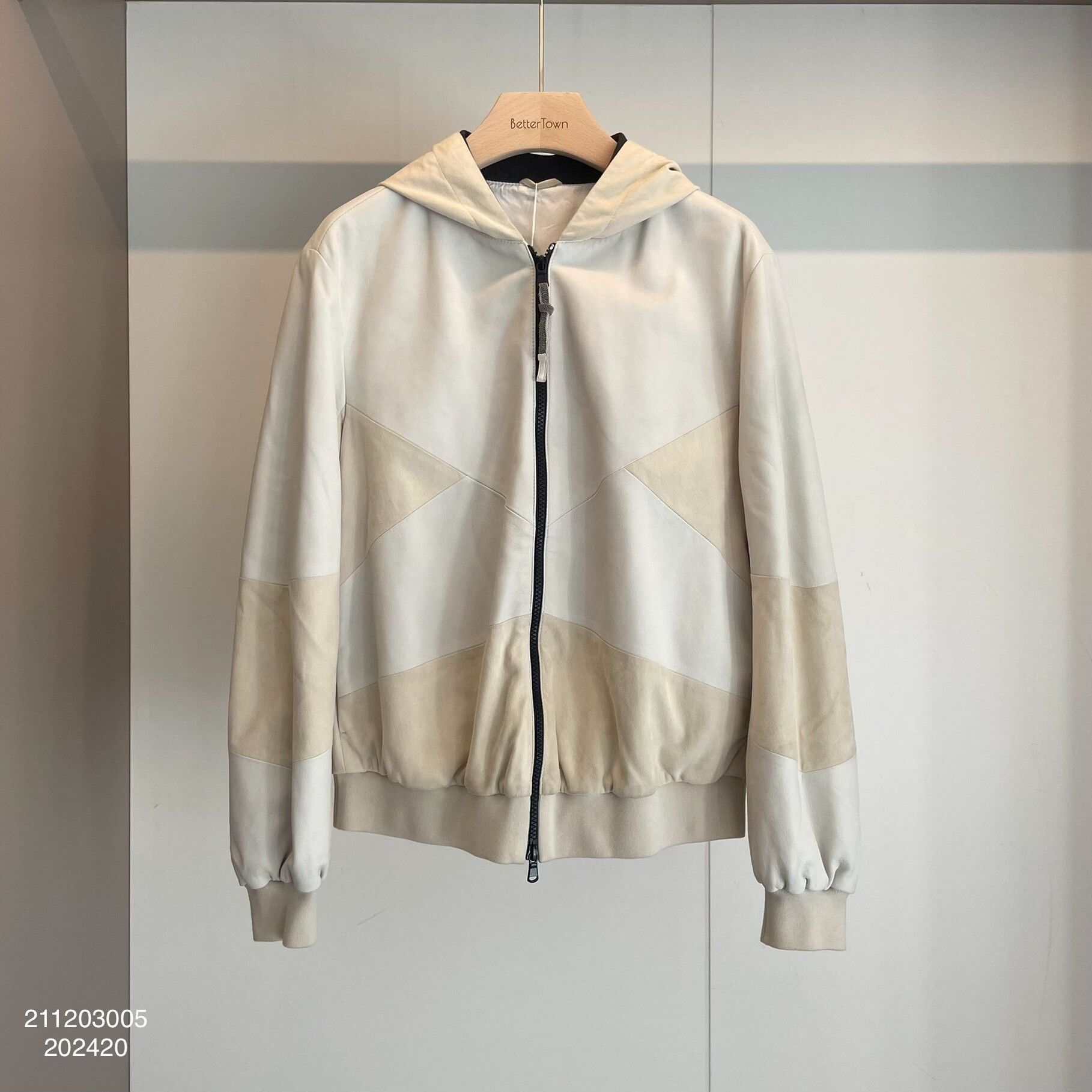 Brunello Cucinelli Brunello Cucinelli Beige Leather Hooded Jacket Size US XL / EU 56 / 4 - 1 Thumbnail