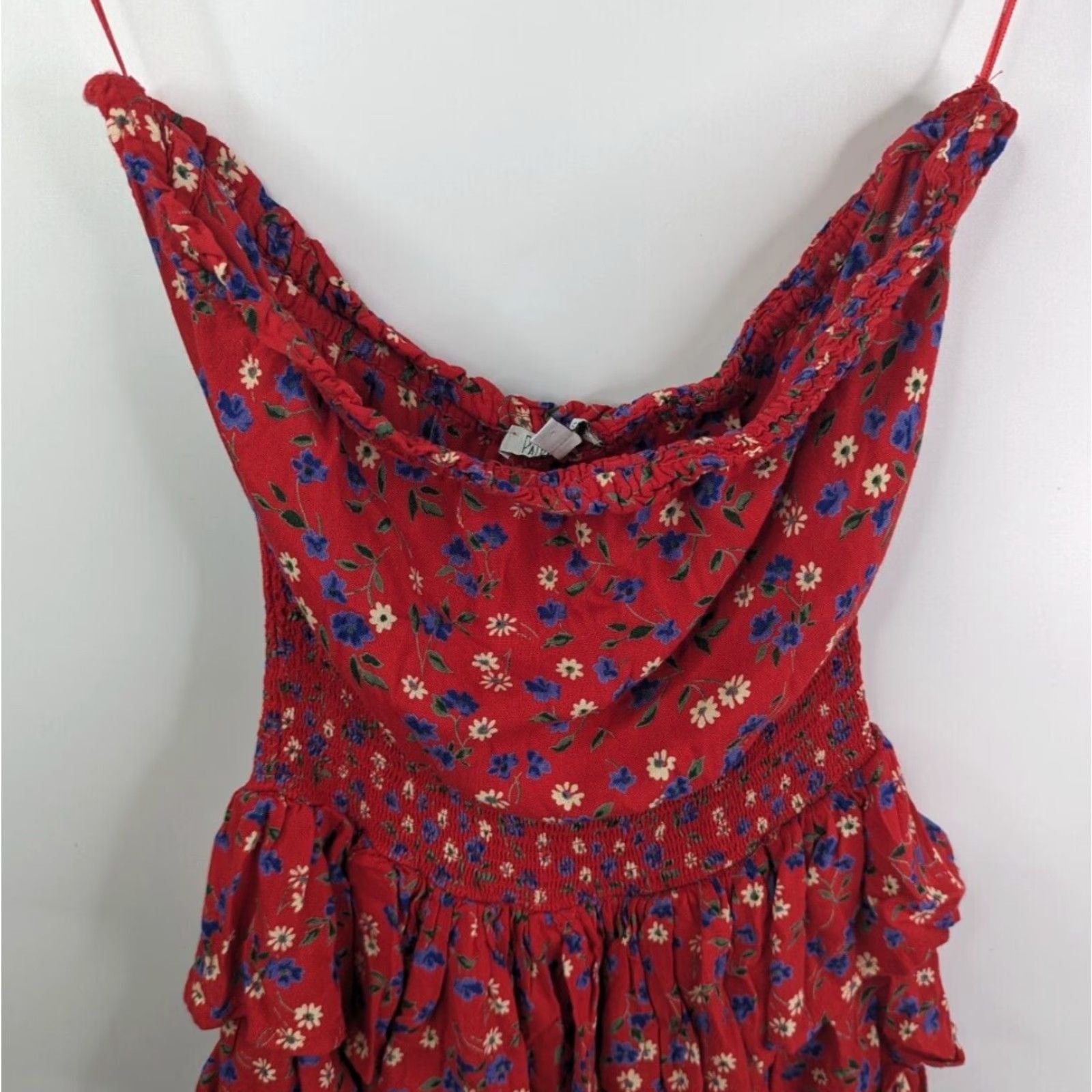 Vintage Patrons of Peace Red Dress Short A-Line Smocked Waist Tiered Ruffles Strapless Size S Women Mens Girls Size S / US 4 / IT 40 - 2 Thumbnail