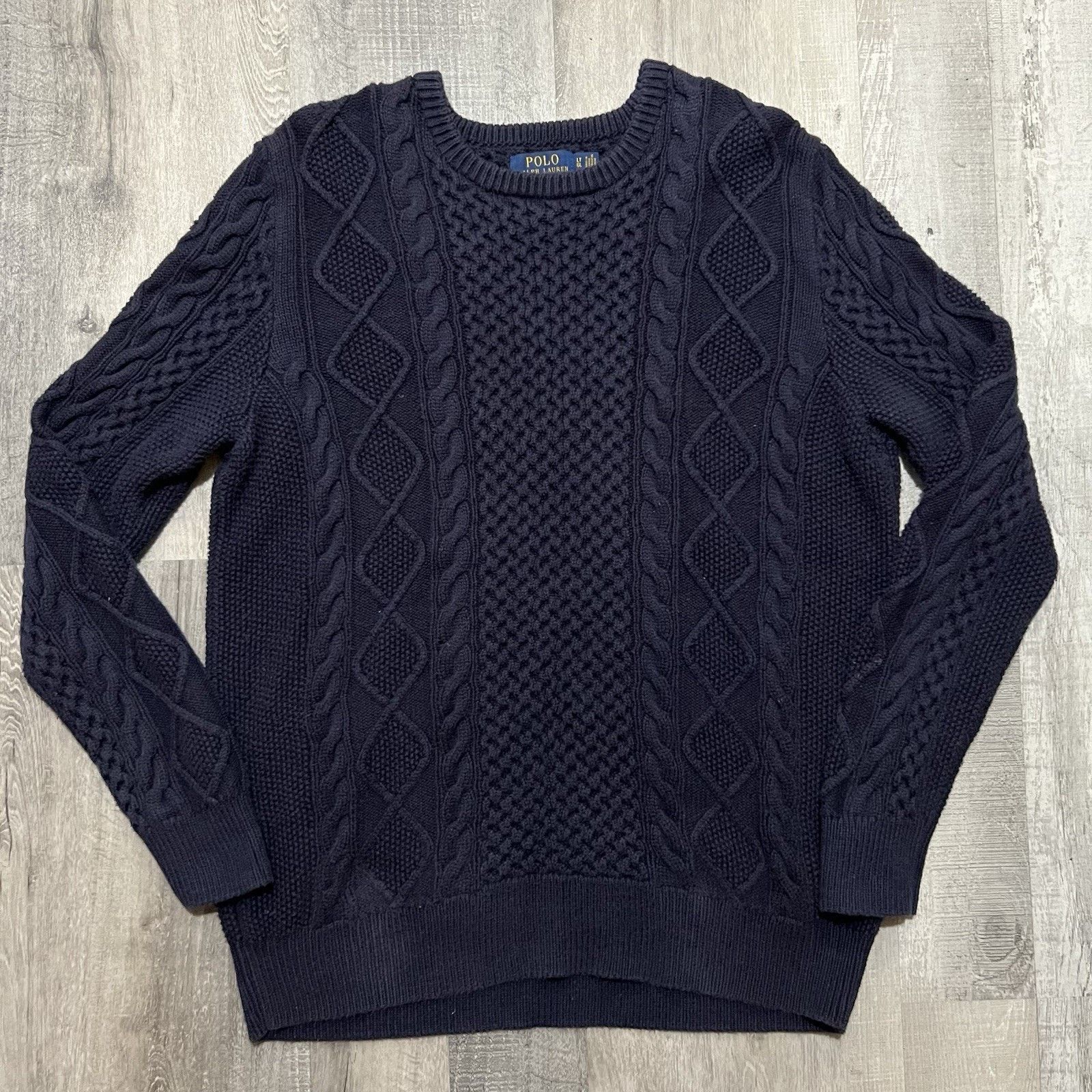 Polo Ralph Lauren Polo Ralph Lauren Sweater Mens LT Blue Fisherman Cable Knit Size US L / EU 52-54 / 3 - 1 Thumbnail