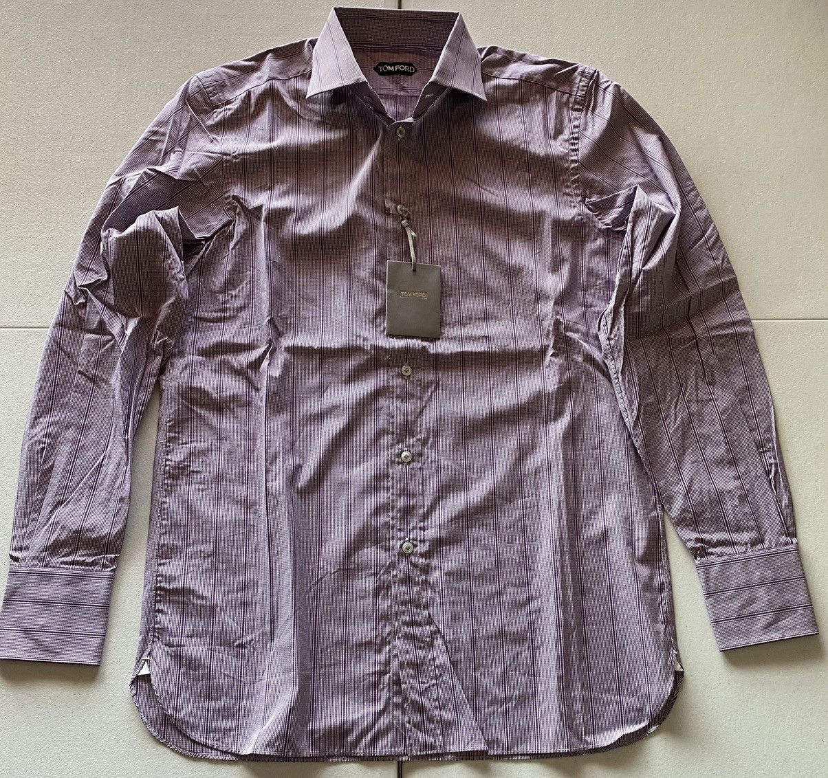 Tom Ford Tom Ford 🇮🇹 purple spread collar shirt 15.75 40e NEW Size US M / EU 48-50 / 2 - 1 Thumbnail